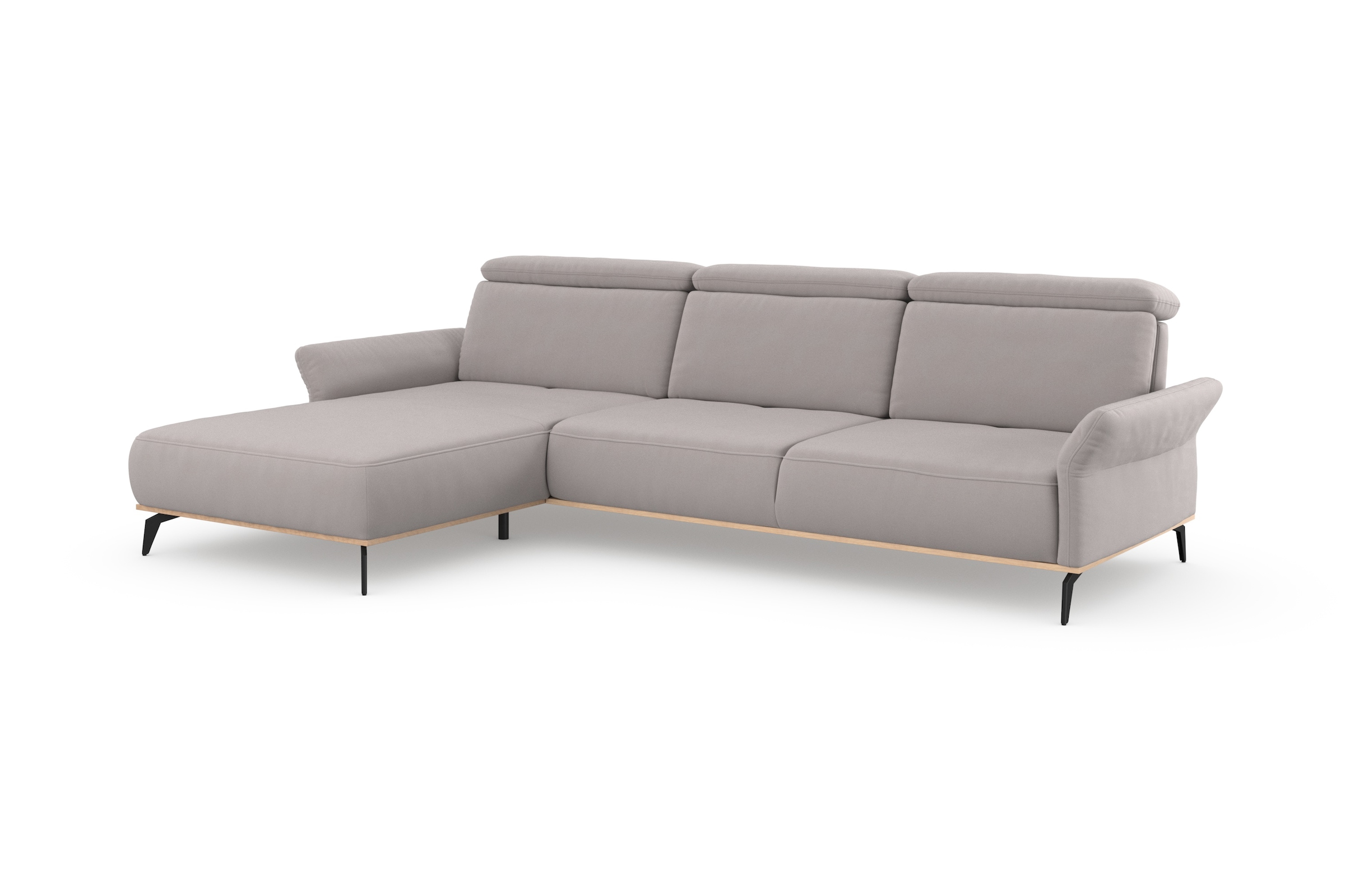 Places of Style Ecksofa »Fjord L-Form«, massiv, wahlweise mit Armlehnfunktion, Kopf- Sitztiefenverstellung