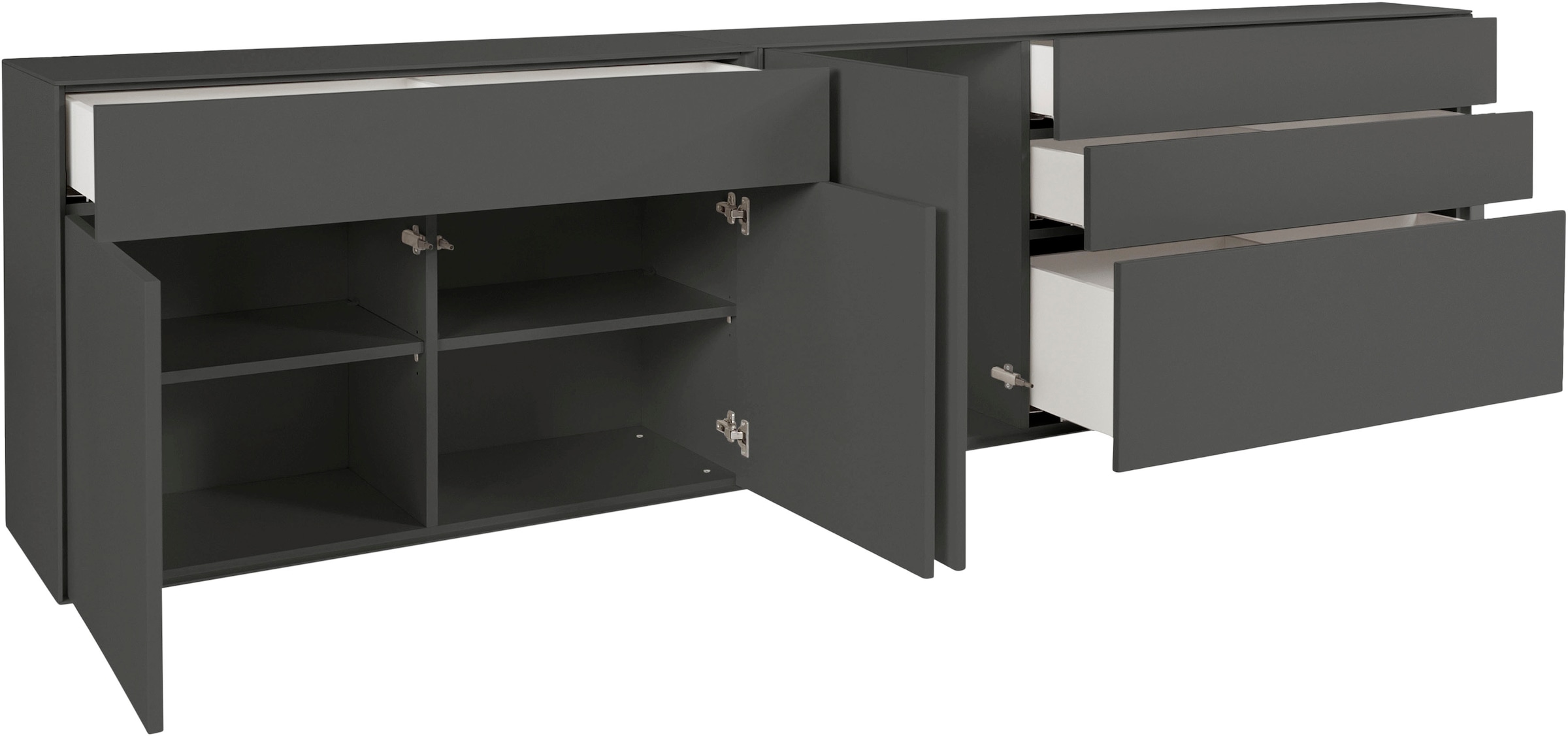 LeGer Home by Lena Gercke Sideboard »Essentials«, (2 St.), Breite: 279cm, MDF lackiert, Push-to-open-Funktion