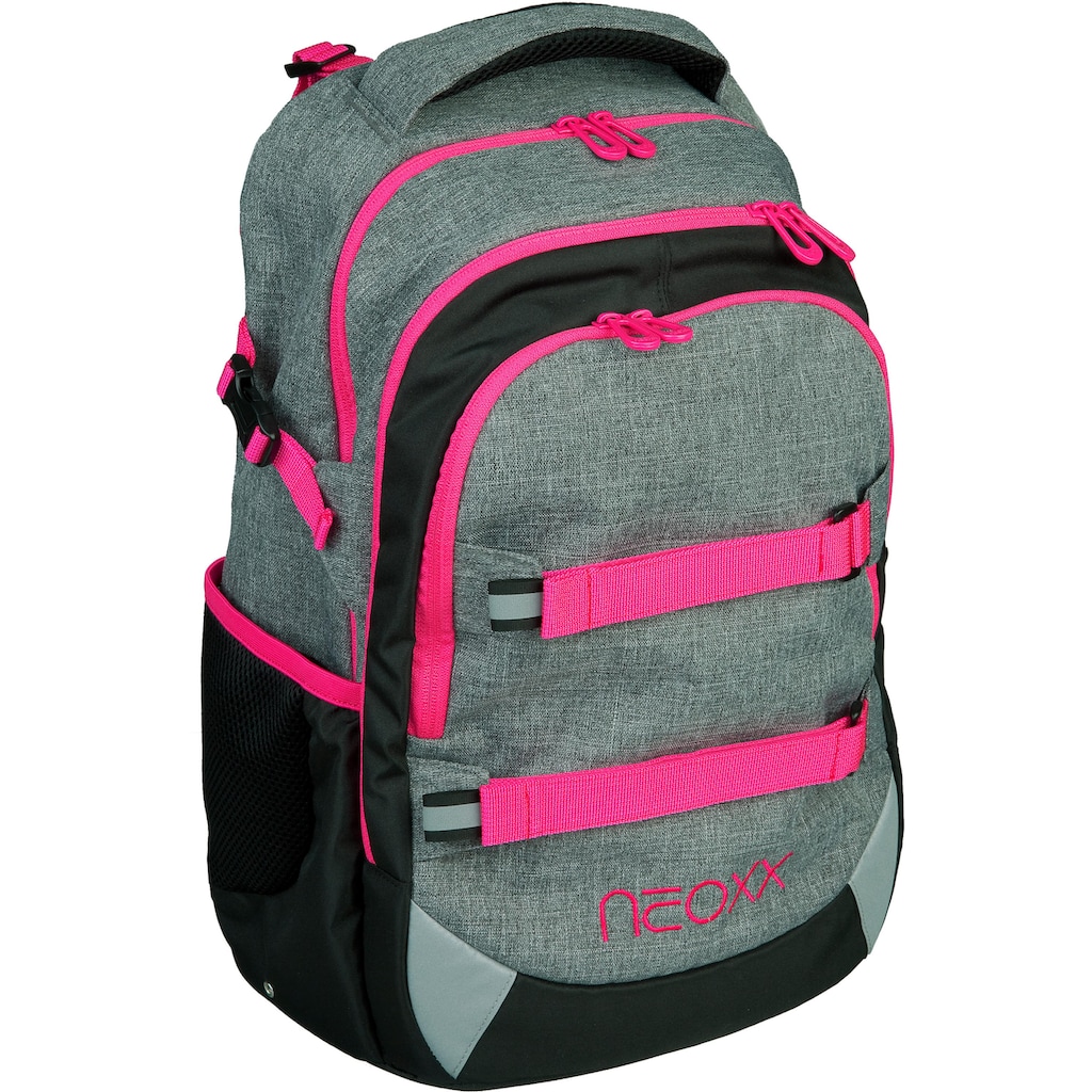 neoxx Schulrucksack »Active, Pink and Famous«, reflektierende Details