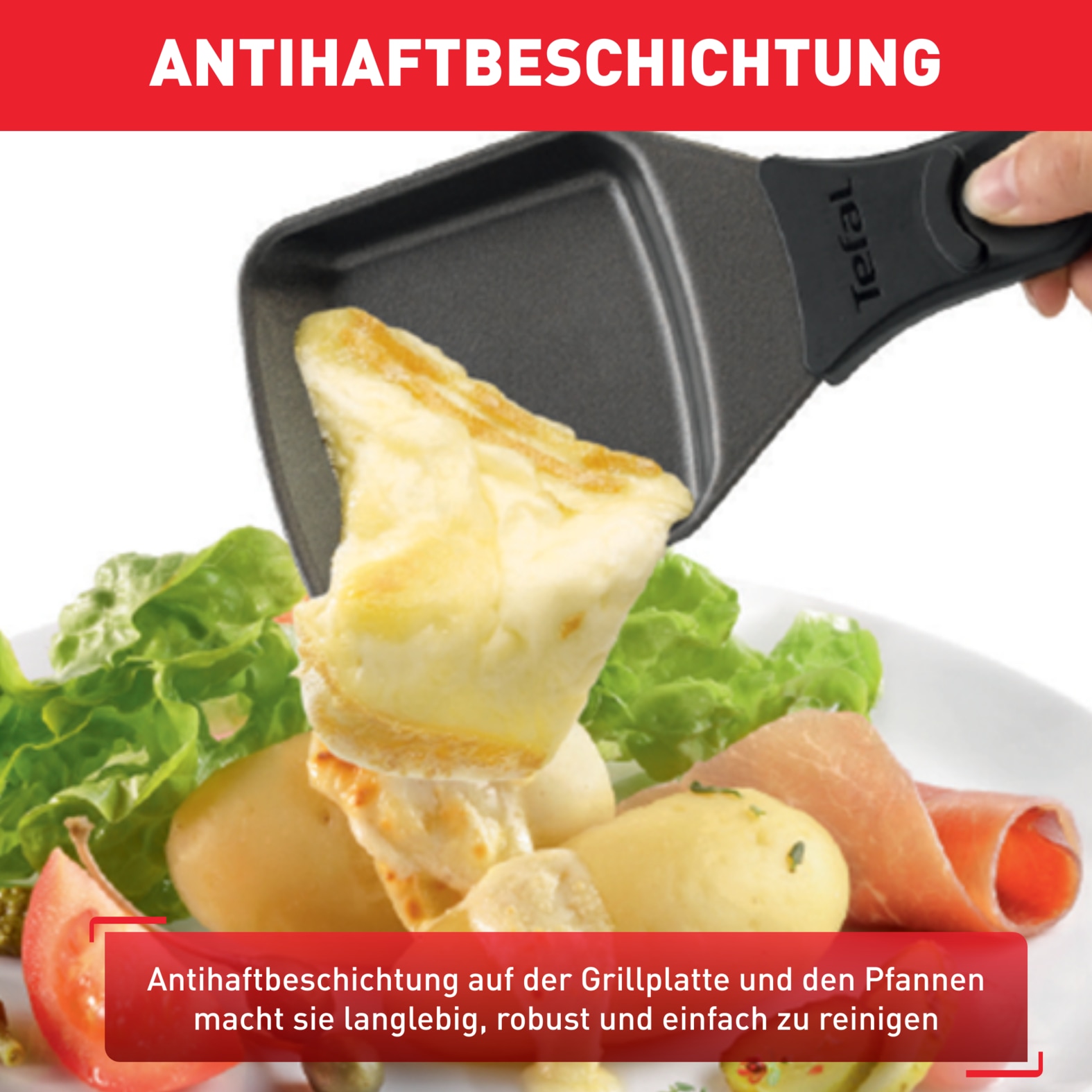 Tefal Raclette »Ambiance, inkl. Tischgrill-Funktion, abnehmbares Kabel«, 10 St. Raclettepfännchen, 1350 W, spülmaschinengeeignete Platte, RE4588
