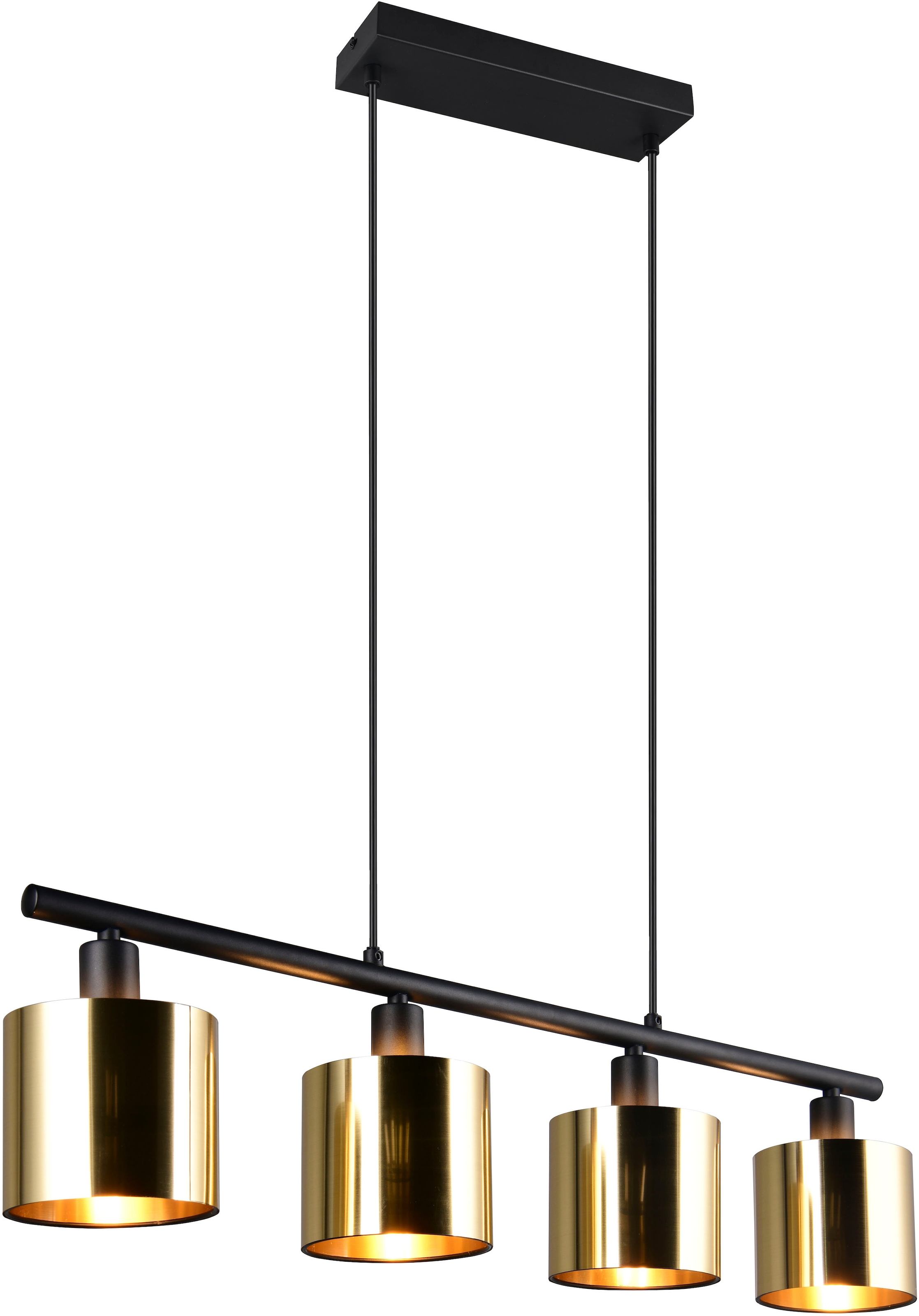 REALITY Leuchten Pendelleuchte »JASON, Hängelampe Esszimmerlampe,  4-flammig, exkl. 4xE14 max 10W« E14 1 Stk. warmweiß - kaltweiß höhenverstellbar max 150cm, mit semi-transparenten Kunststoff-Schirmen