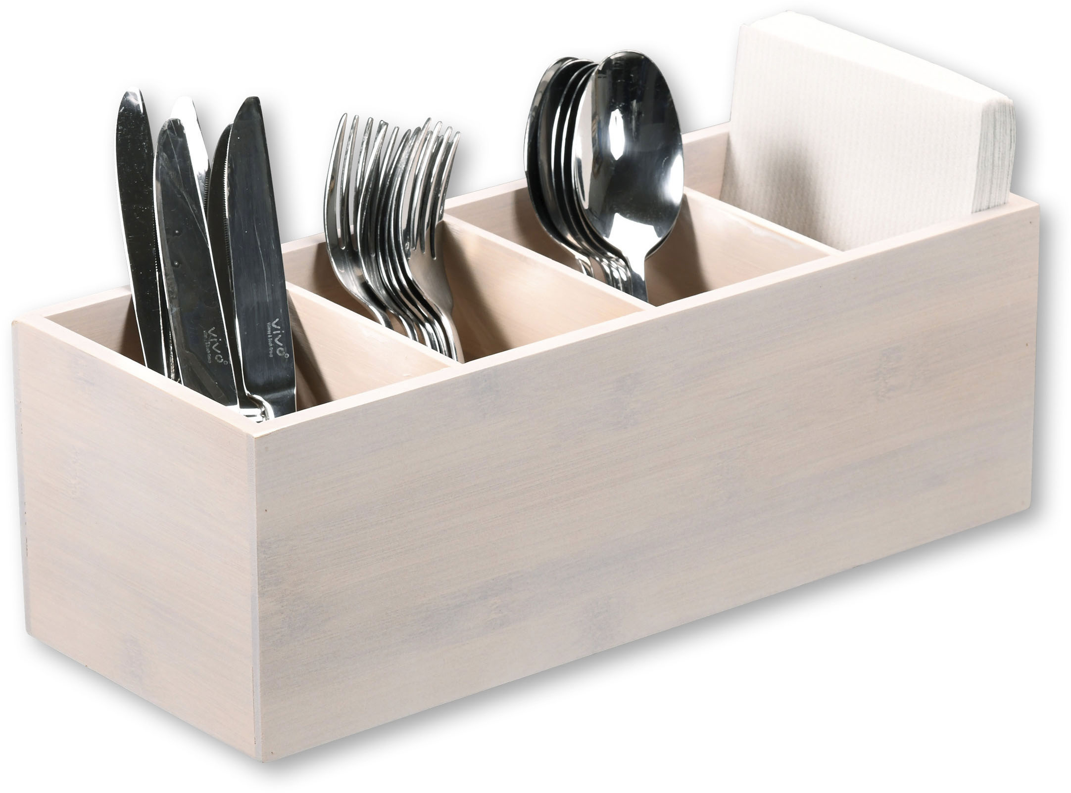 Kesper Besteckkasten 1 Stk. tlg. aus 100% FSC -zertifizierter Bambus in weiß, Größe B/H/T: 35 cm x 12 cm