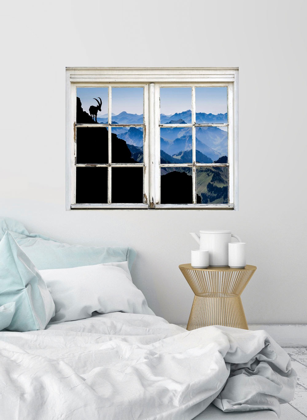 queence Wandsticker »Steinbock«, Wandsticker, Wandbild, selbstklebend, 3D, Fenster