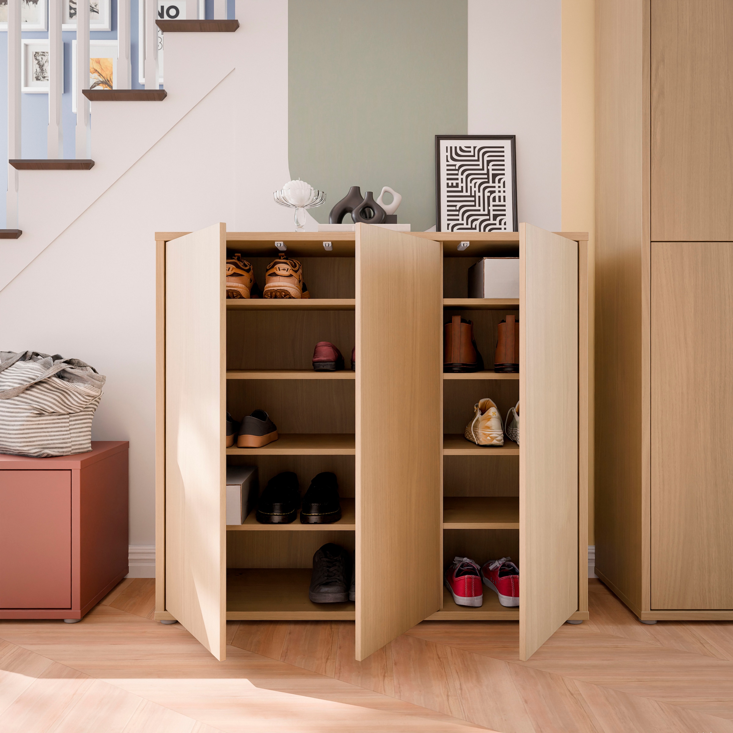 FORTE Schuhschrank »Alice Springs« B/H/T 109,2/99,1/34,9 cm,  Stauraumschrank, Mehrzweckschrank, grifflose Front, Push to open