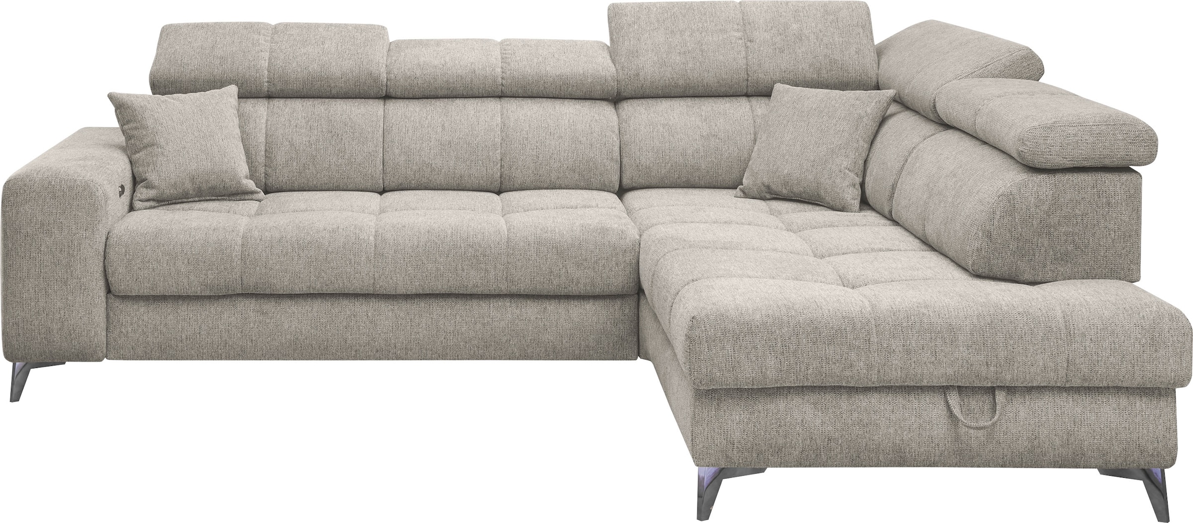 ED EXCITING DESIGN Ecksofa »Sydney L-Form«, mit Bettfunktion, Bettkasten, Kopfteilverstellung & 2 Zierkissen