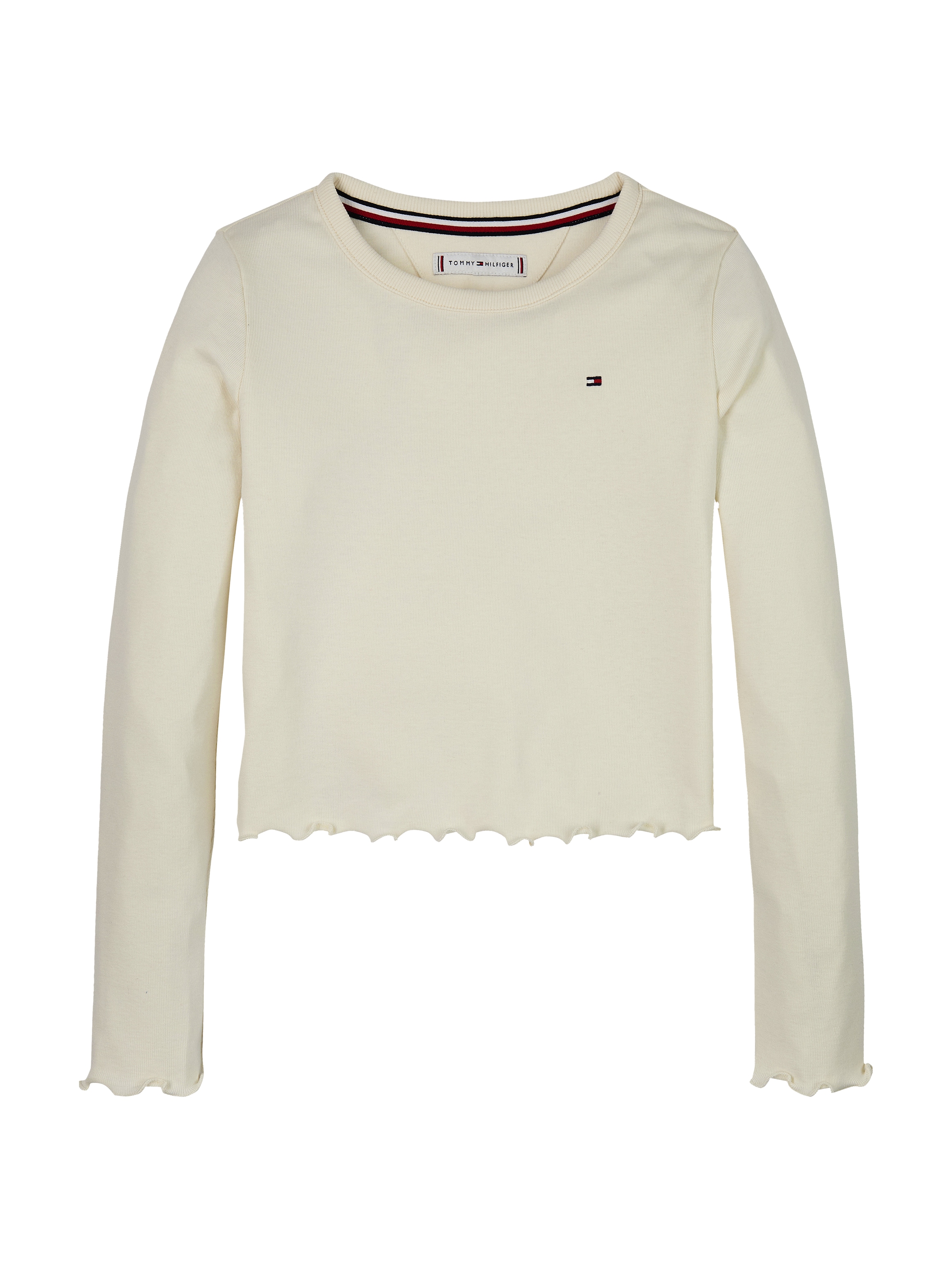 Tommy Hilfiger Langarmshirt »SLUB KNIT TOP LS«, mit gewelltem Saum