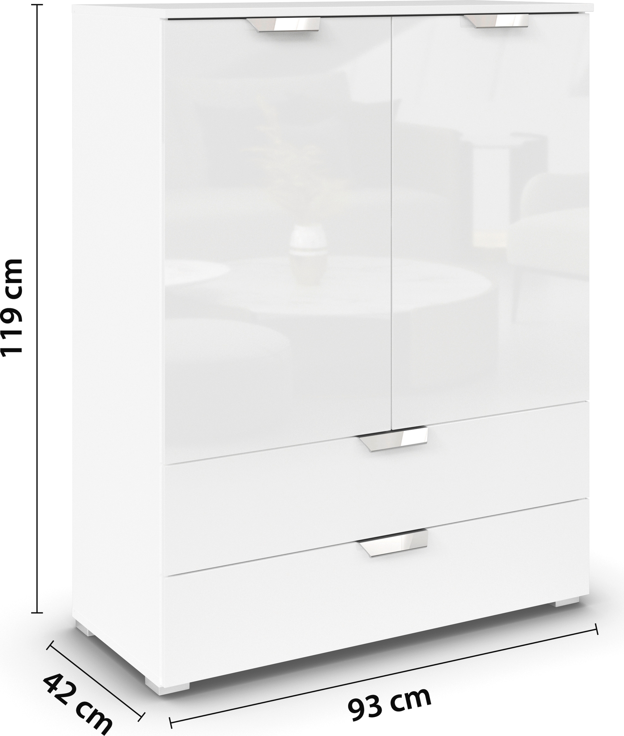 rauch Hochkommode »Glamour by Aditio«, mit Hochglanzfront, 2 Schubladen mit Softclose-Funktion