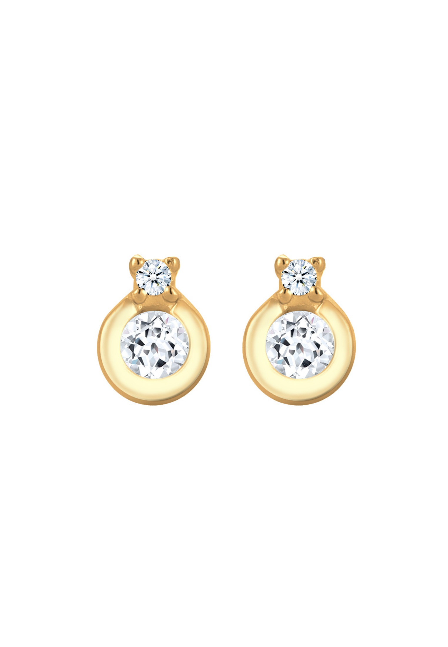 Elli DIAMONDS Paar Ohrstecker »Ohrringe Ohrstecker Kreis Topas Diamant Weiß (0.03 ct) 585 Gelbgold«