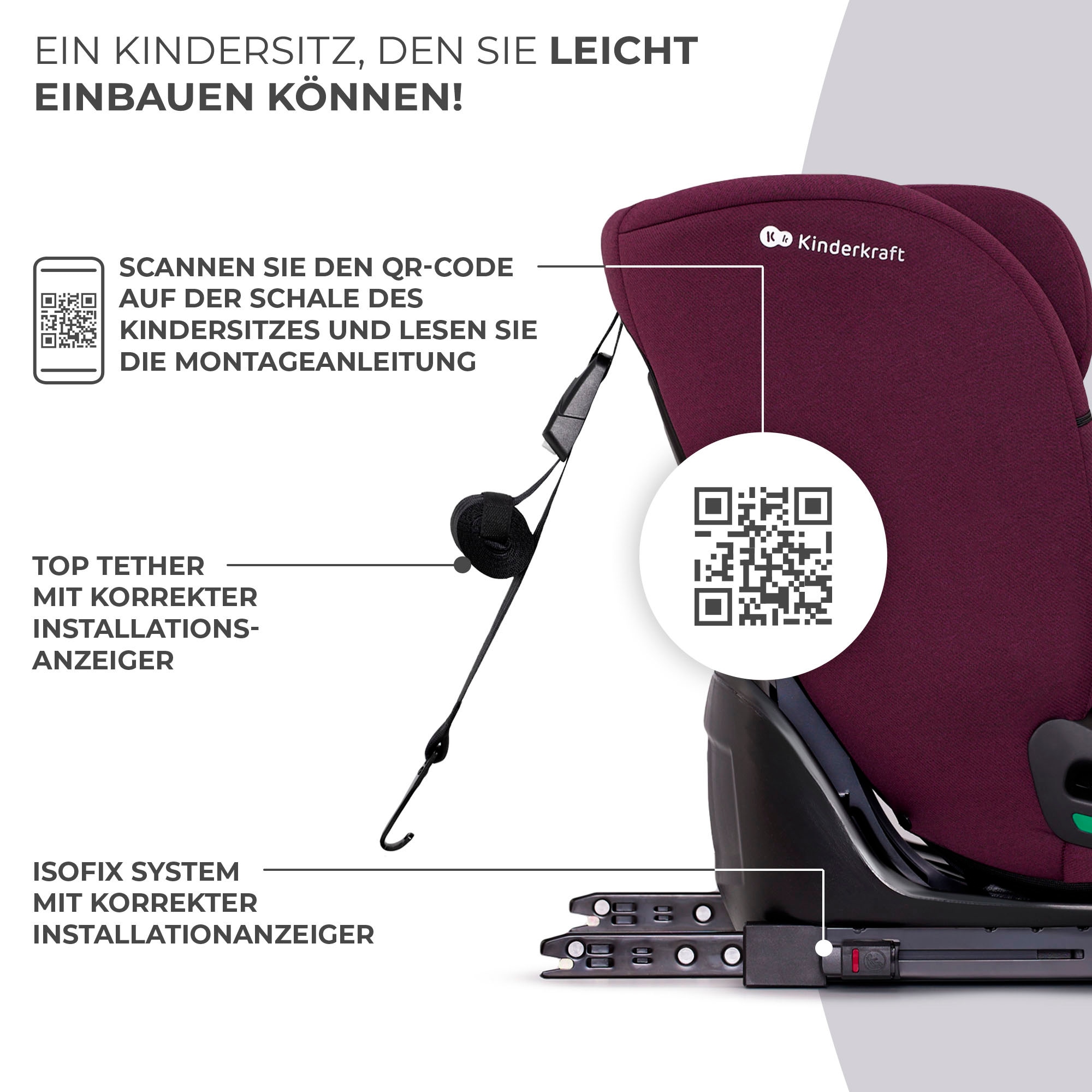 Kinderkraft Autokindersitz Klasse I / II / III (9-36 kg)