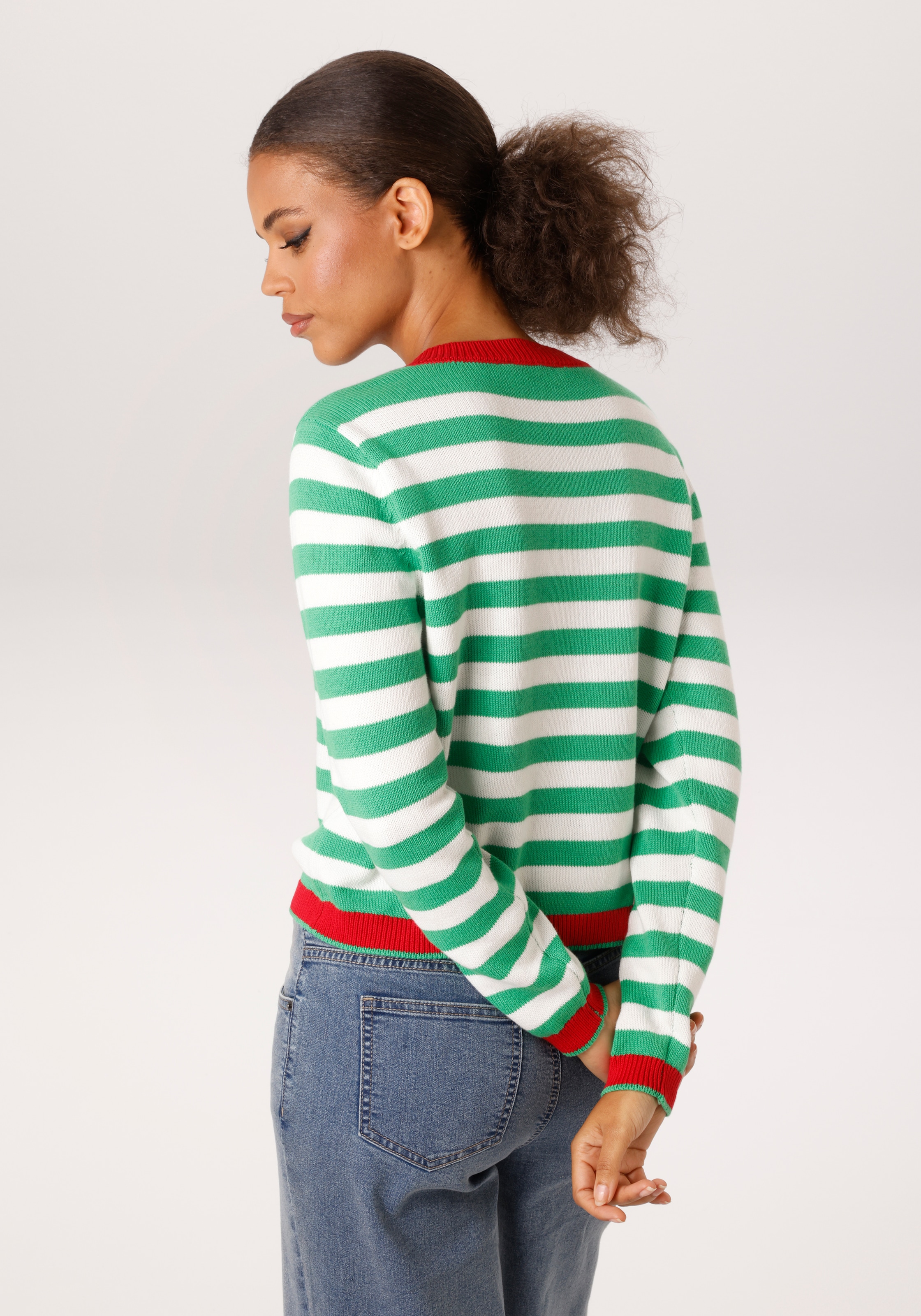 Aniston CASUAL Strickjacke im trendigen Streifen-Dessin - NEUE KOLLEKTION