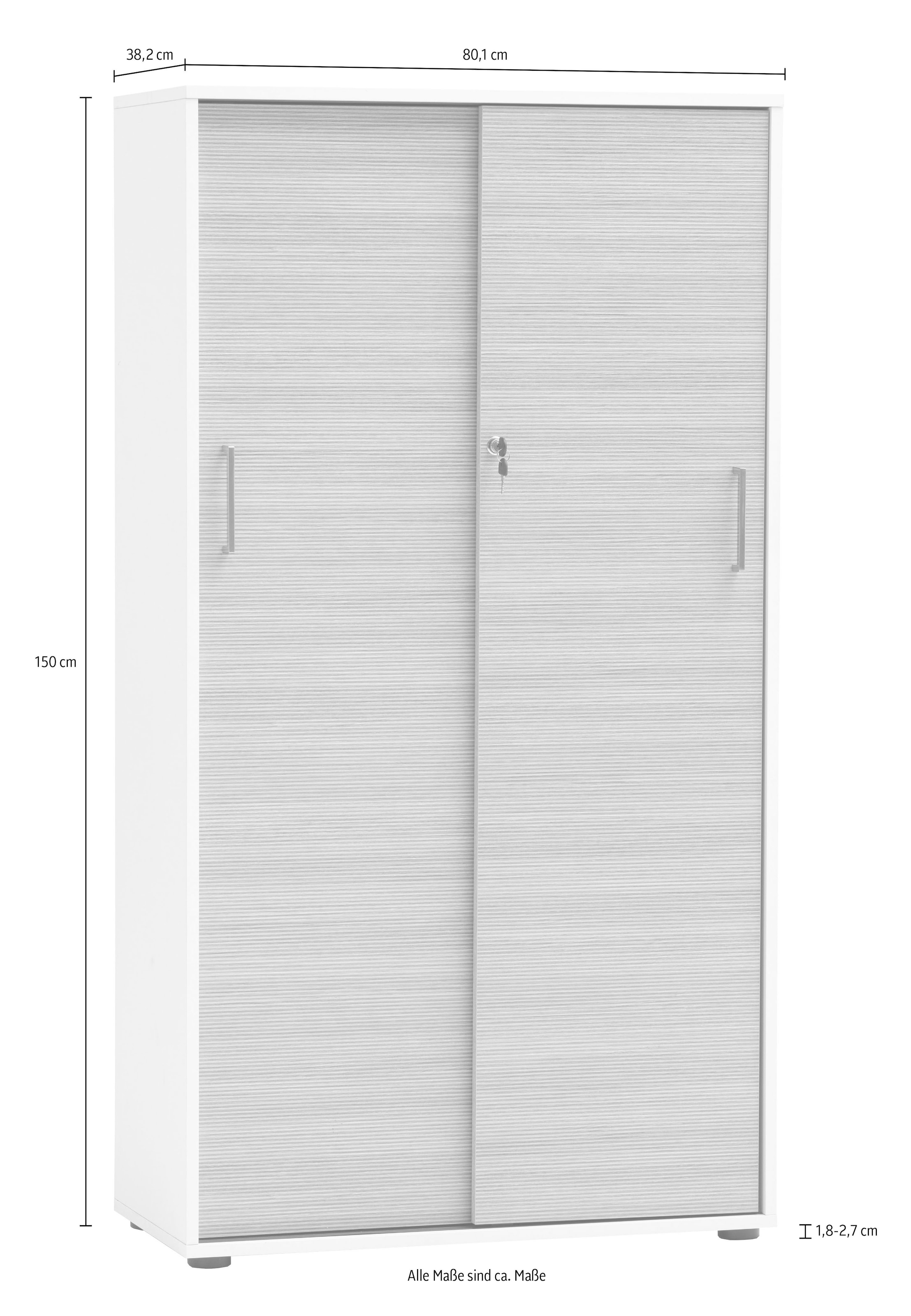 Schildmeyer Schiebetürenschrank »METZ, Aktenschrank abschließbar, Höhe 150 cm, MADE IN GERMANY« 1 Stk. tlg. Fronten in Canello,  MADE IN GERMANY