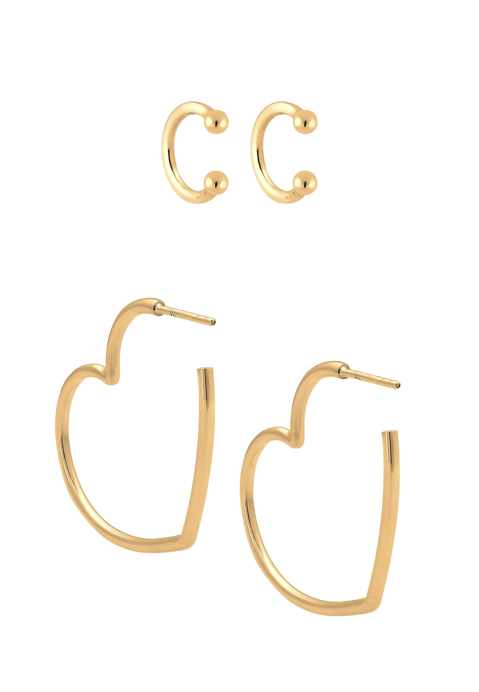 Elli Ohrstecker-Set »Ohrringe Creolen Earcuff Herz Liebe (2 tlg) 925 Silber«
