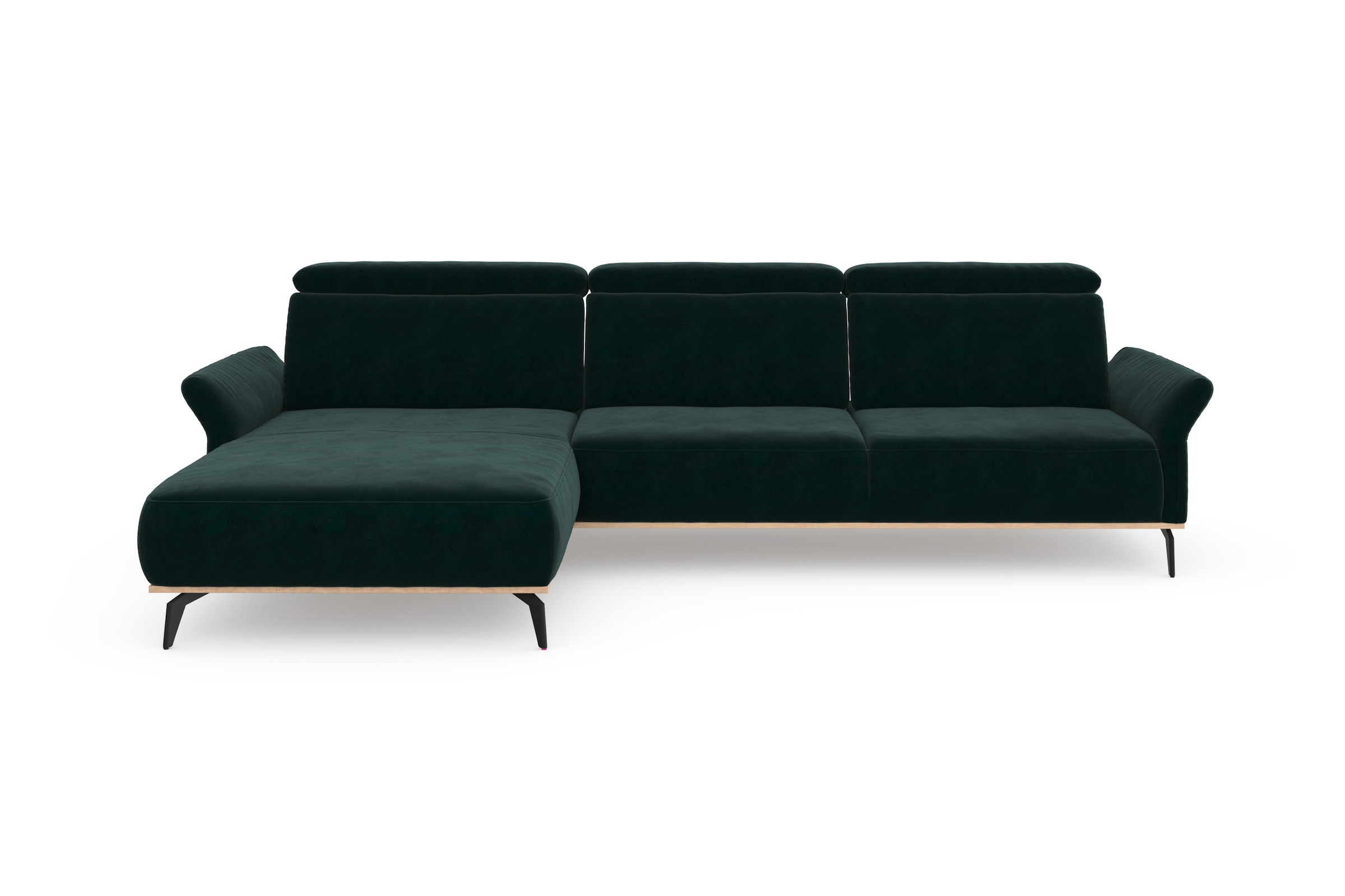 Places of Style Ecksofa »Fjord L-Form«, massiv, wahlweise mit Armlehnfunktion, Kopf- Sitztiefenverstellung