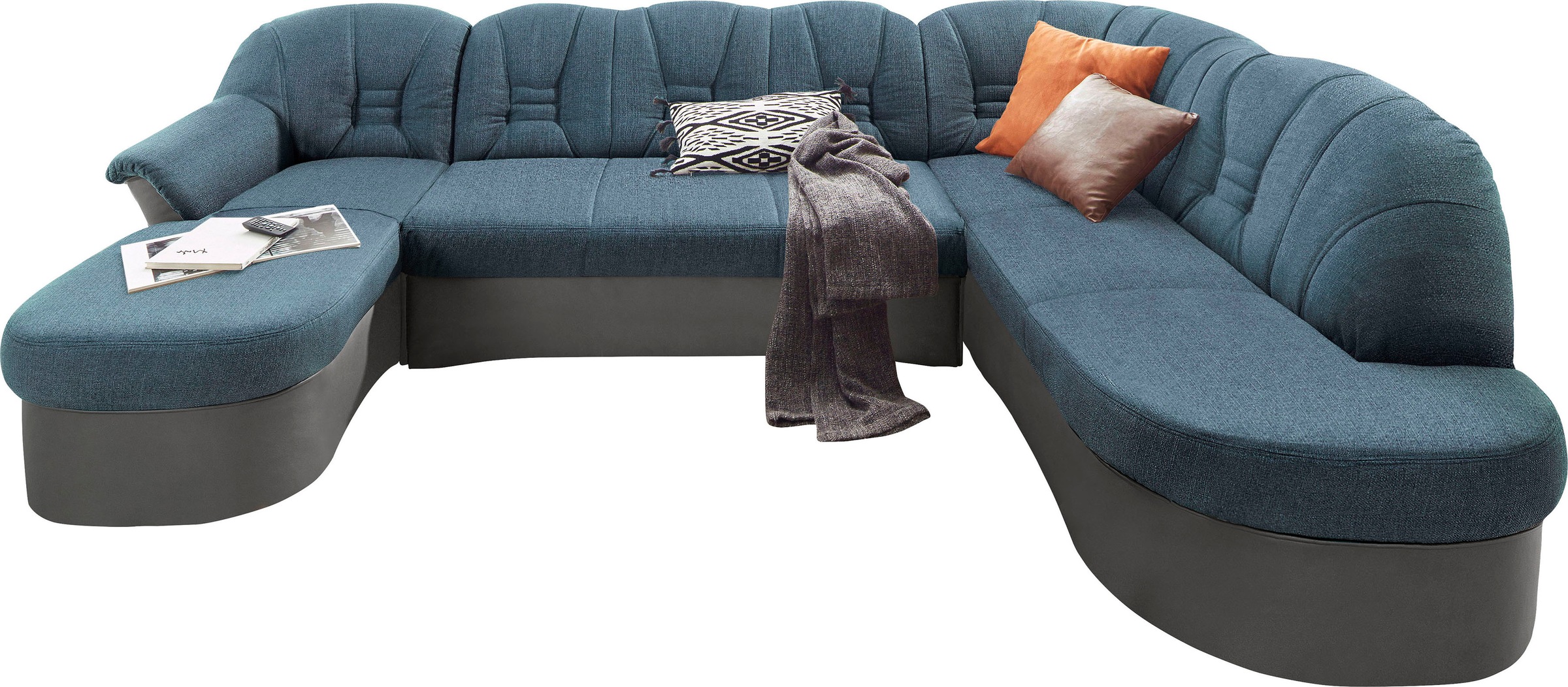 DOMO collection Wohnlandschaft »Elva, zeitlose Formensprache, elegante Rückensteppung, U-Form«, wahlweise mit Bettfunktion und Federkern