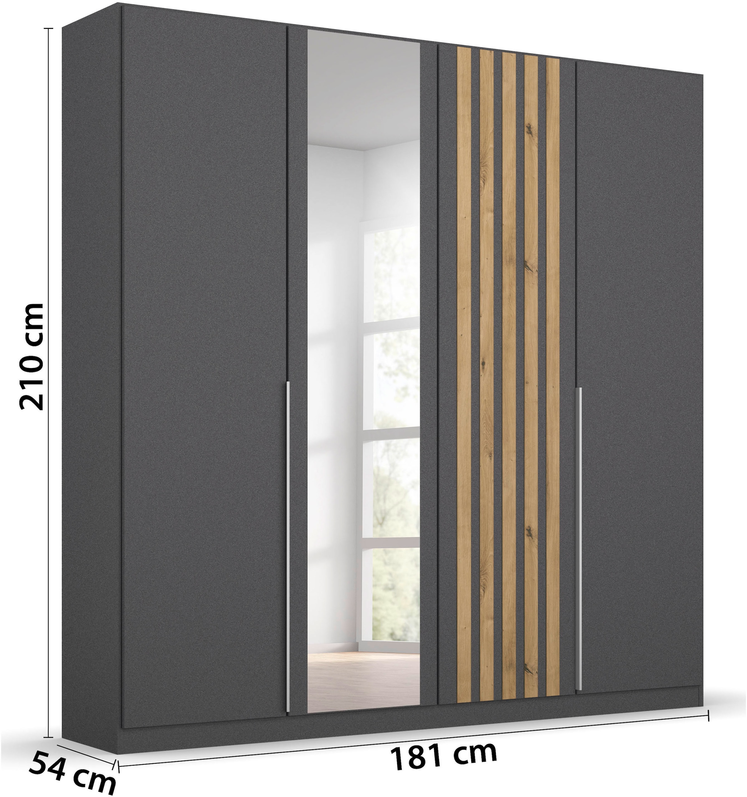 rauch »Kleiderschrank Schrank Garderobe Breiten 181/226/271 cm LAMELLA« 3 verschiedene Ausstattungen BASIC/CLASSIC/PREMIUM (inkl. SOFT-CLOSE),  elegante Lamellen-Auflage in 3D Akustikpaneel Optik MADE IN GERMANY