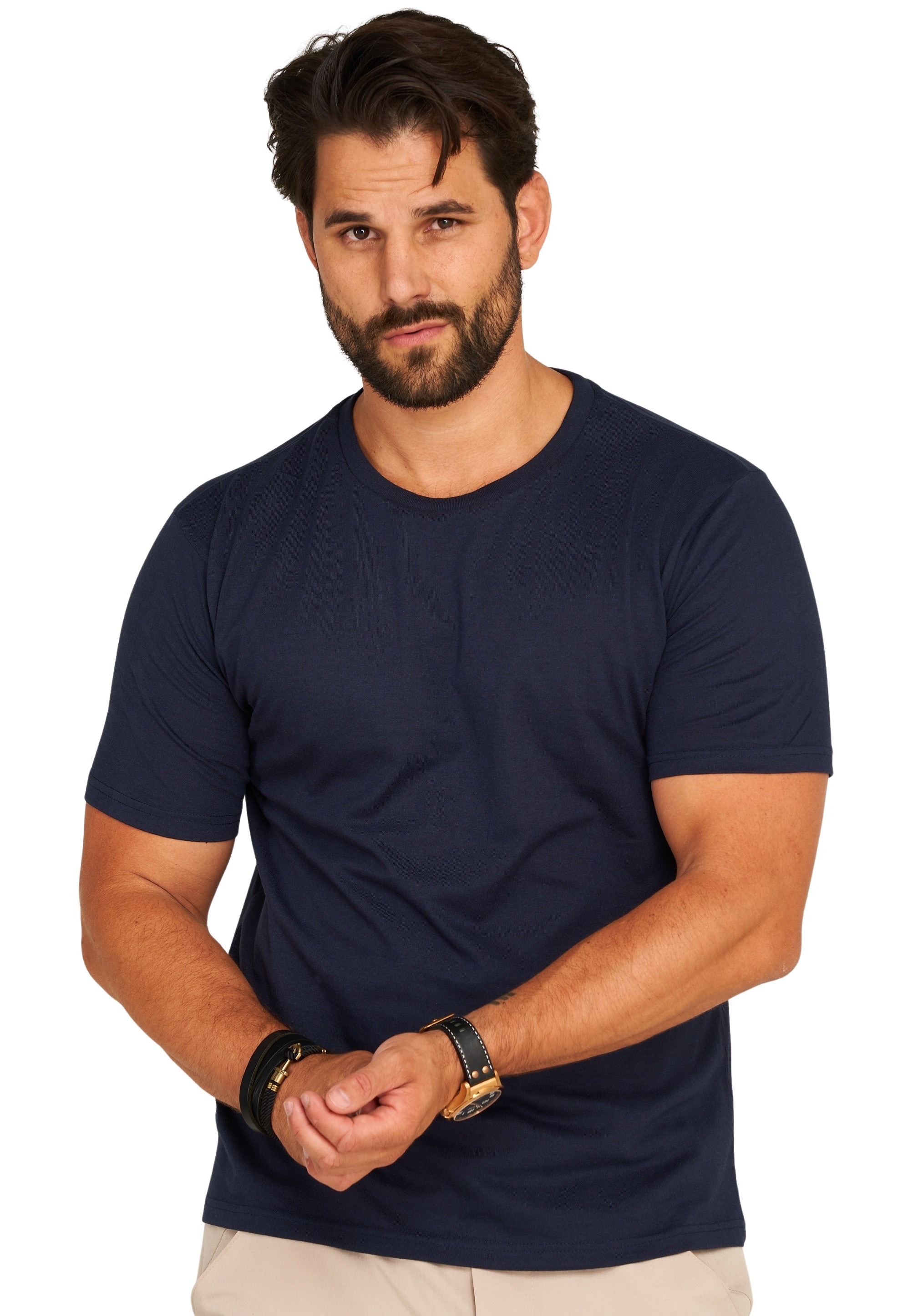 Daily Cotton T-Shirt »Herren Basic Kurzarm Rundhals Shirt Crew-Neck O-Ausschnitt« Herren Basic Kurzarm Rundhals Shirt Crew-Neck O-Ausschnitt