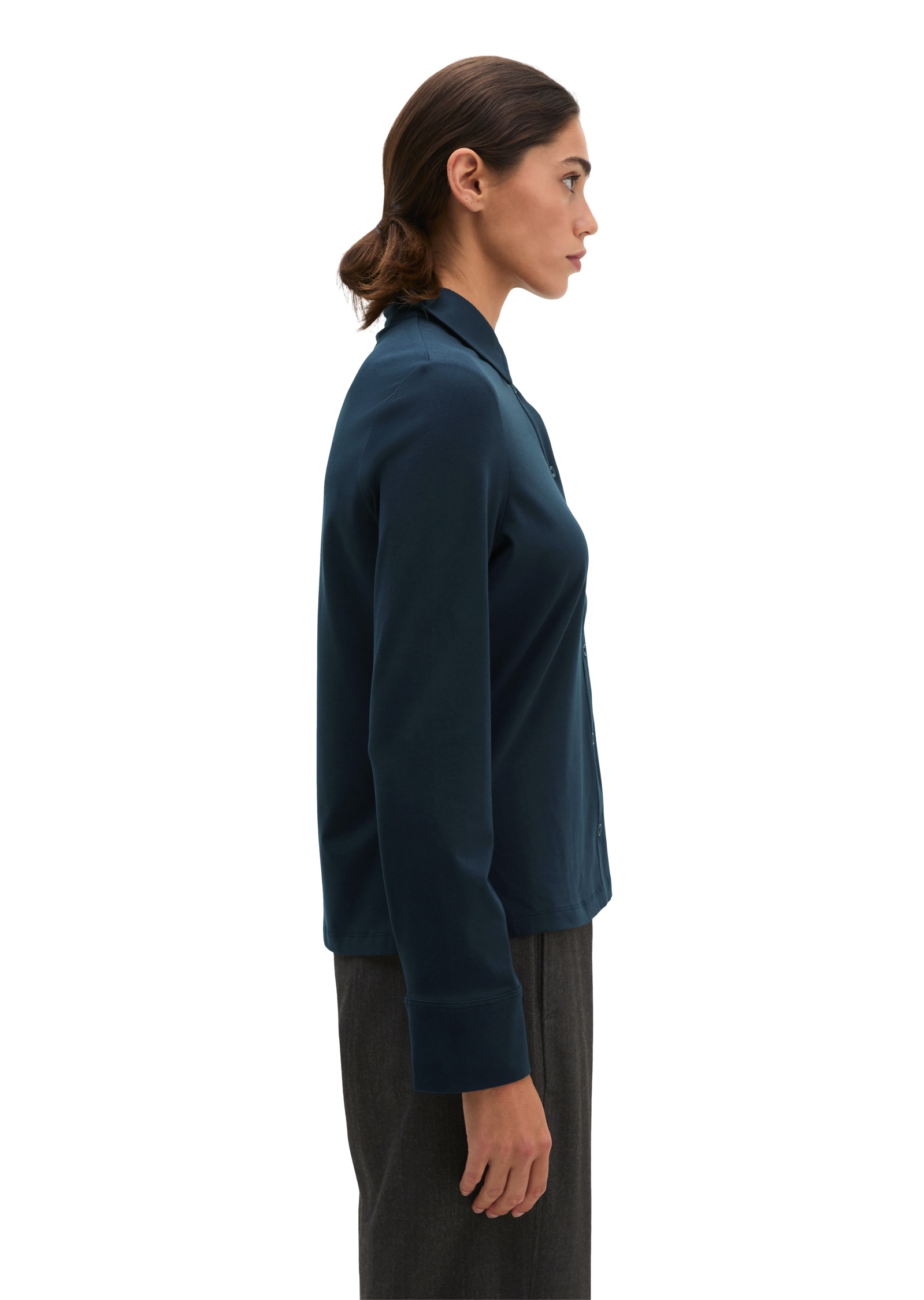 Marc O'Polo Hemdbluse aus Stretch-Baumwolle mit Paper-Finish