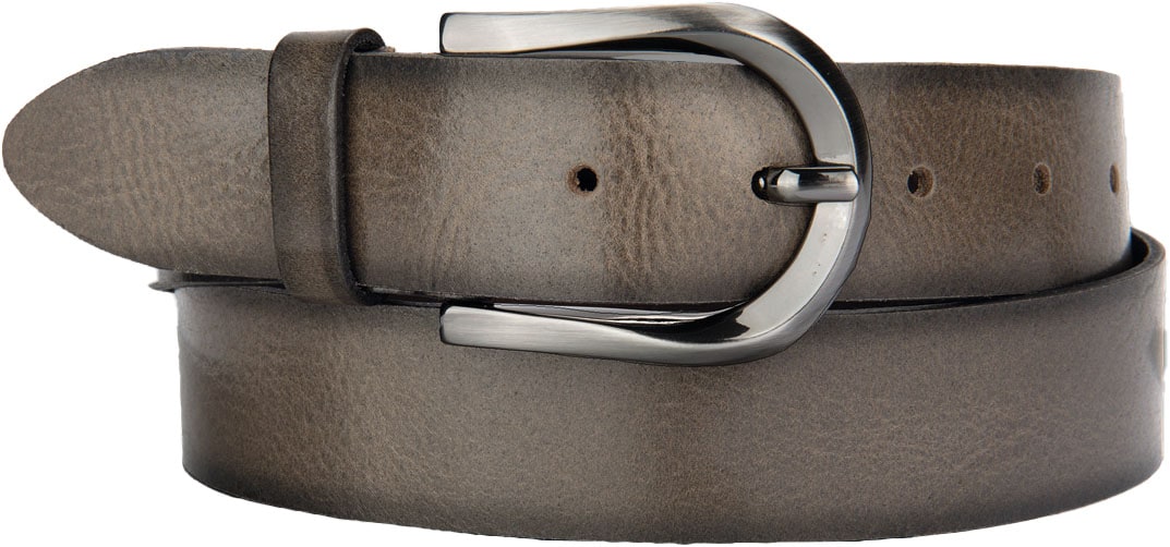 Bernd Götz Damen Ledergürtel mit silberfarbener Schließe in grau, Größe 85