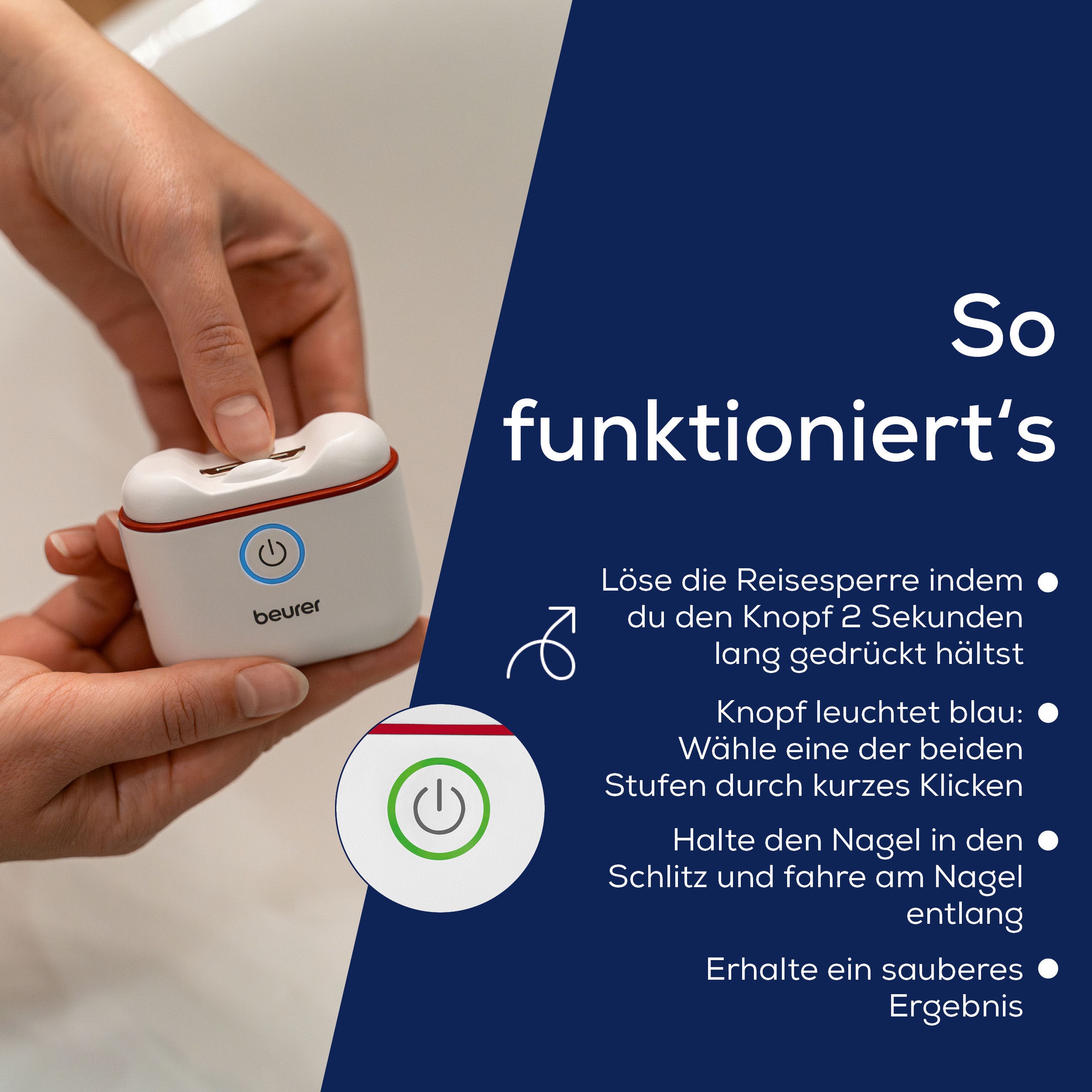 BEURER Nagelknipser »MP 10, elektrisch, automatisches Schneiden der Nägel« Ideal für Kinder, Senioren und bei eingeschränkter Feinmotorik