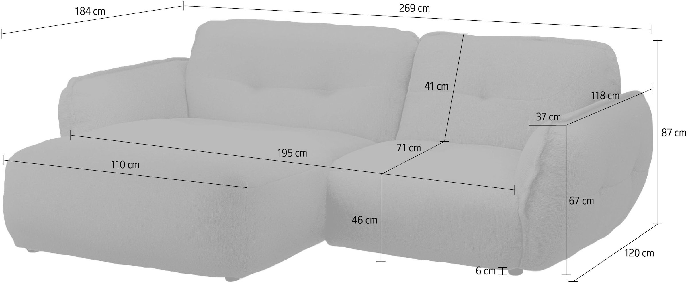 BETYPE Ecksofa »Be Fluffy« Softes Sitzgefühl, moderne Kedernaht, hochwertiger Bezug