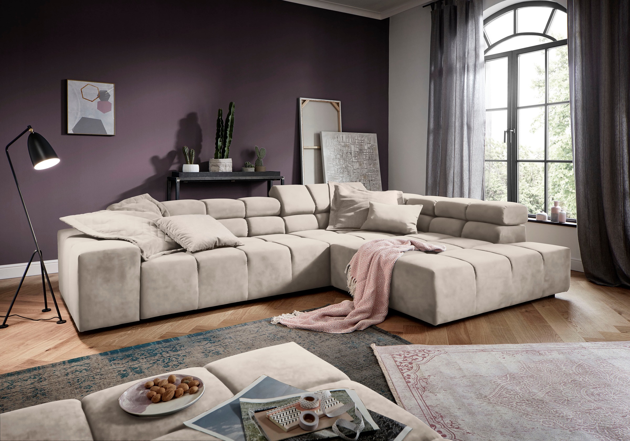 INOSIGN Ecksofa »Ancona incl. Kopfteilverstellung, OTTOs Choice, Breite 319cm, L-Form«, wahlweise motorische Sitztiefenverstellung, auch in Cord + Easy Care