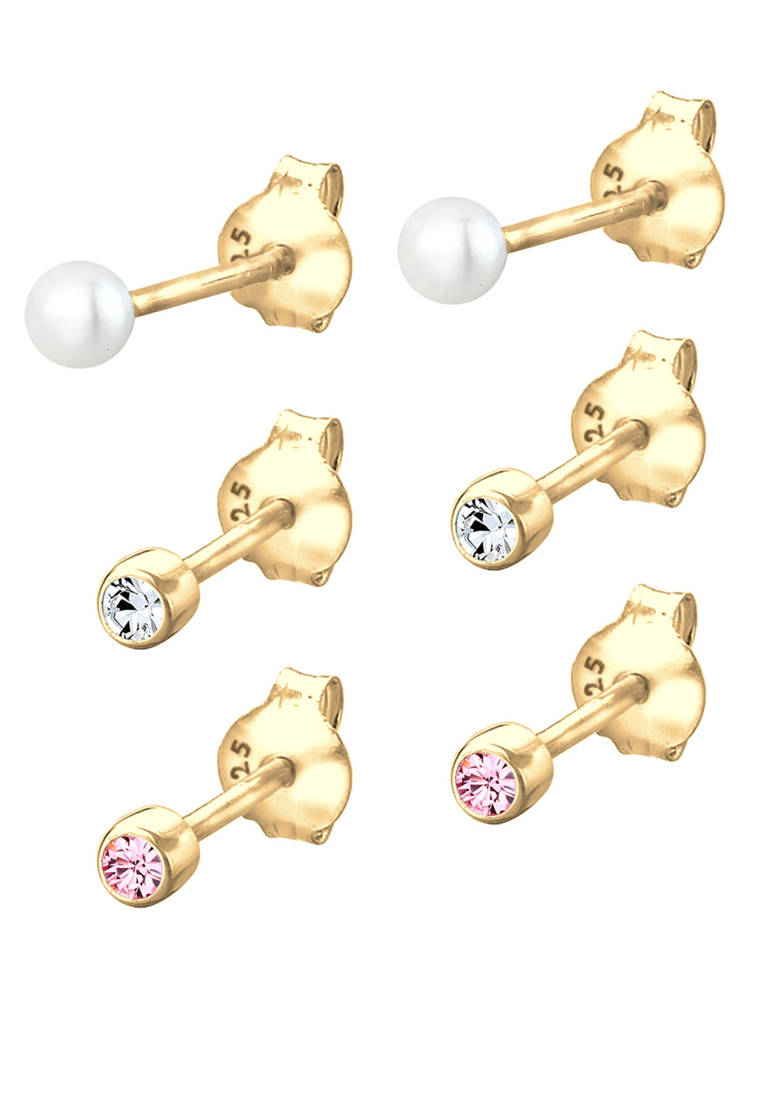 Elli Ohrstecker-Set »Ohrringe Kugel Perle Set Kristalle 925 Silber«