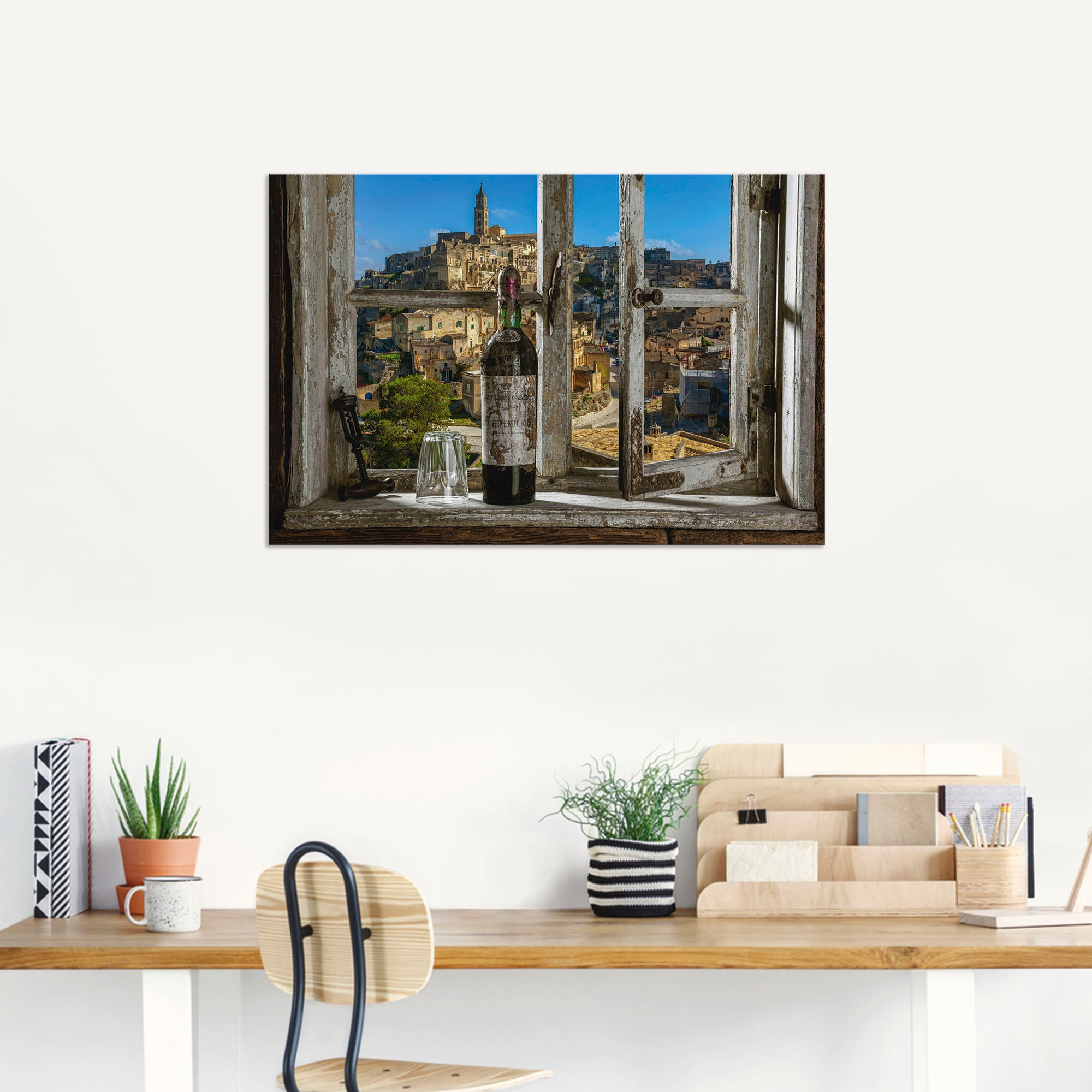 Artland Wandbild »Blick aus dem Fenster Matera, Italien«, Fenster & Türen, (1 St.), als Alubild, Outdoorbild, Leinwandbild, Poster, Wandaufkleber
