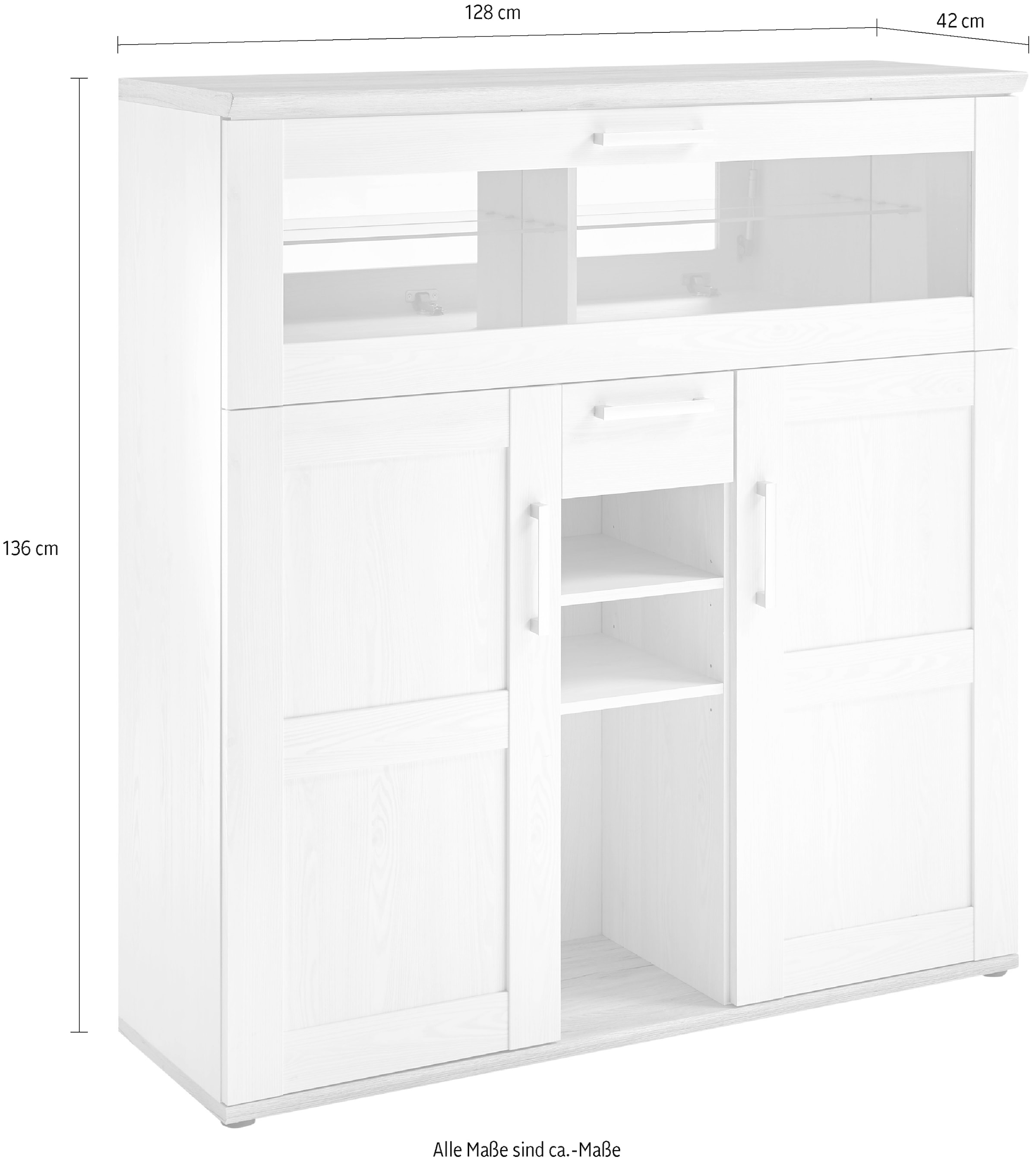 HBZ Barschrank »Romance«, (1 St.), im Landhausstil, Highboard mit Bar