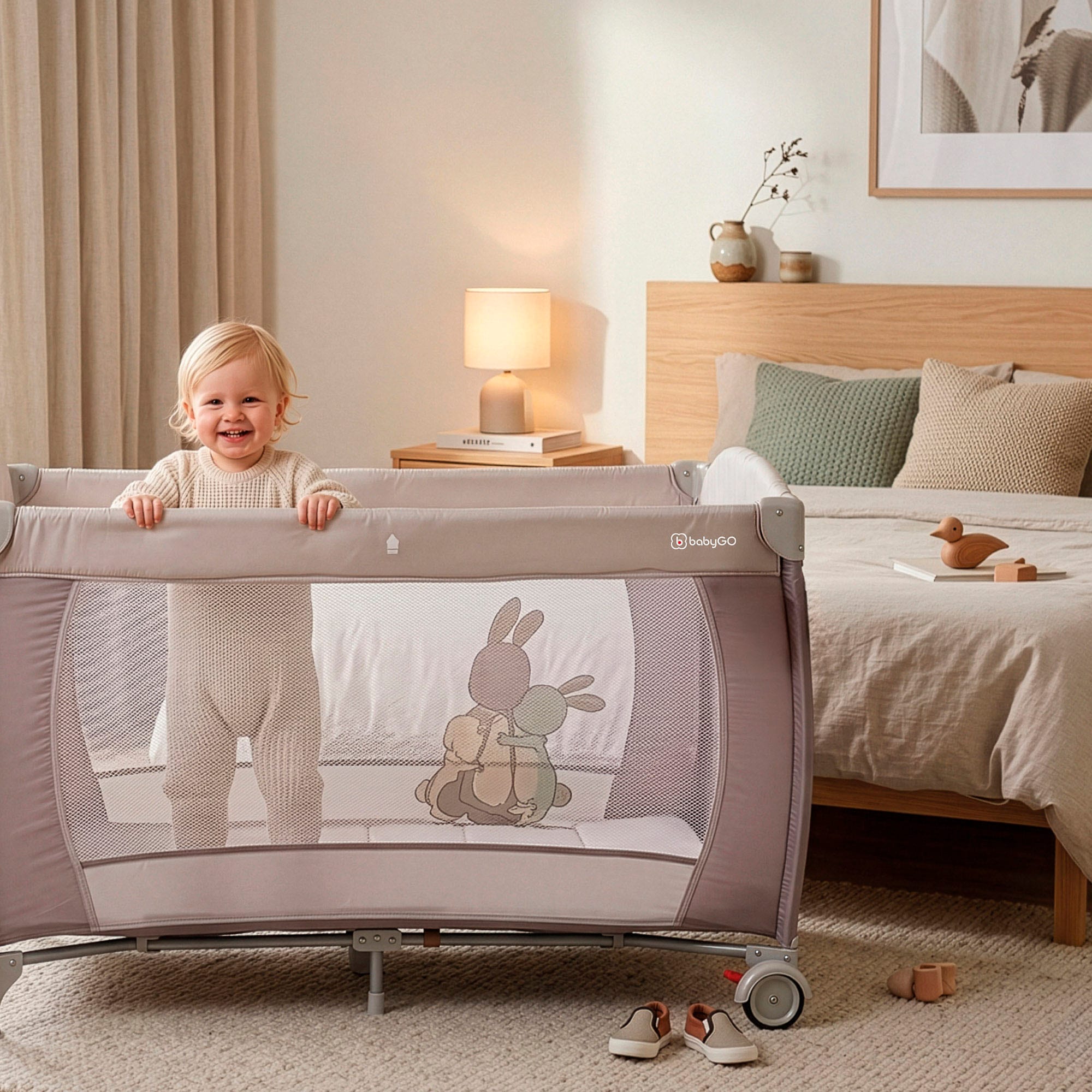 BabyGo Baby-Reisebett »Sleeper Deluxe, black« mit Musik-Mobile