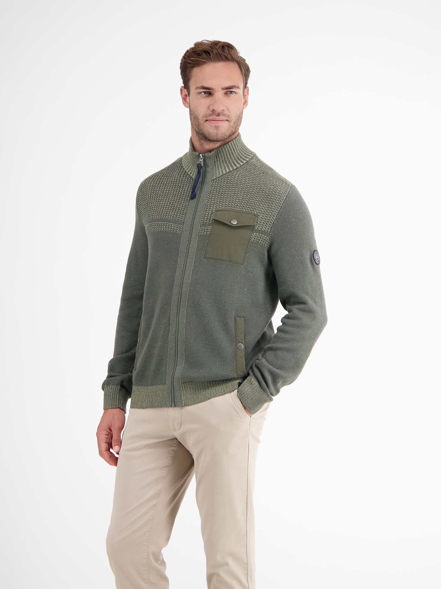 LERROS Strickjacke »LERROS Strickjacke mit unterschiedlichen Strickstrukturen«