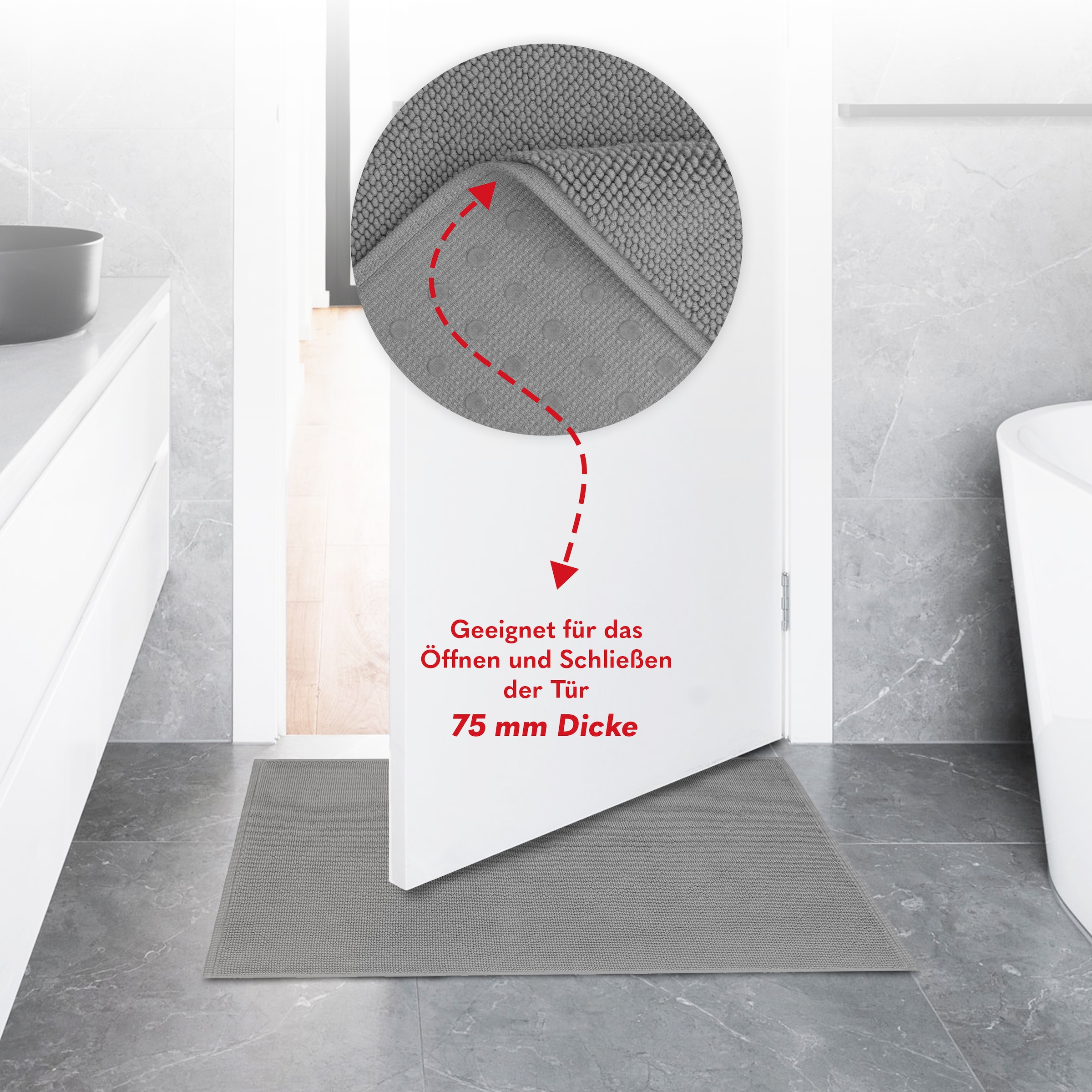 HAMMETEX Badematte »rutschfeste Badvorleger« Höhe 7,5 mm rutschhemmend beschichtet strapazierfähig einfarbig, 100% Baumwolle, in 2 Größen erhältlich