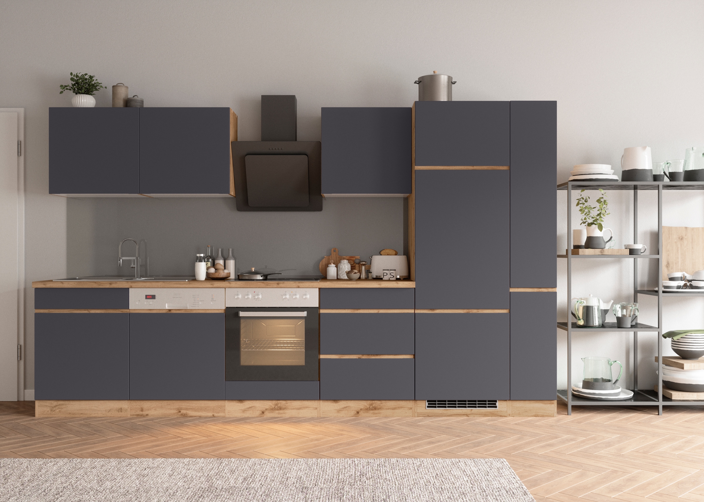 KOCHSTATION Küchenzeile »KS-Riesa« Stellbreite 330 cm, wahlweise mit oder ohne E-Geräte