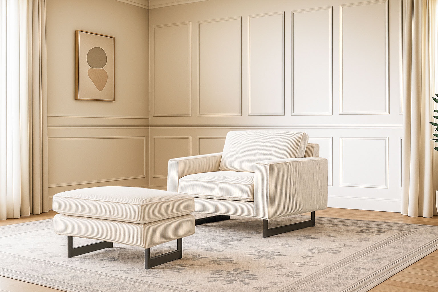 Places of Style Loveseat »Pinto 105 cm, Cord, Chenille, Lederoptik«, mit Keder, Metallfüßen und auch in Cord Bezug erhältlich