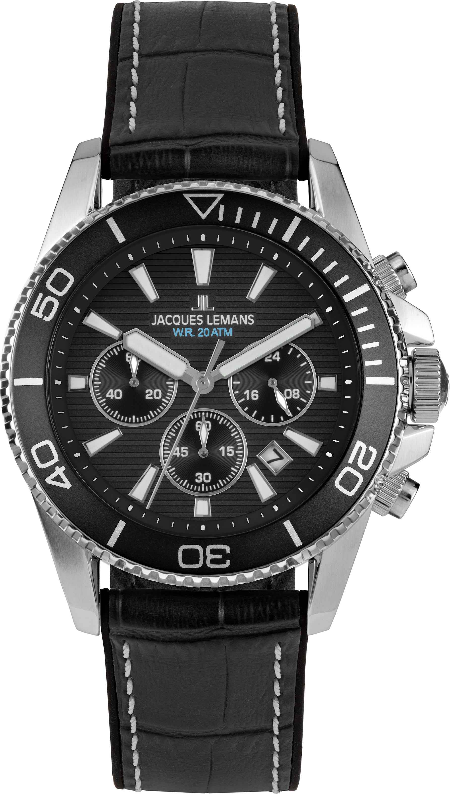 Jacques Lemans Chronograph »Liverpool Diver« Quarzuhr, Armbanduhr, Herrenuhr, Lederarmband, analog, Tag