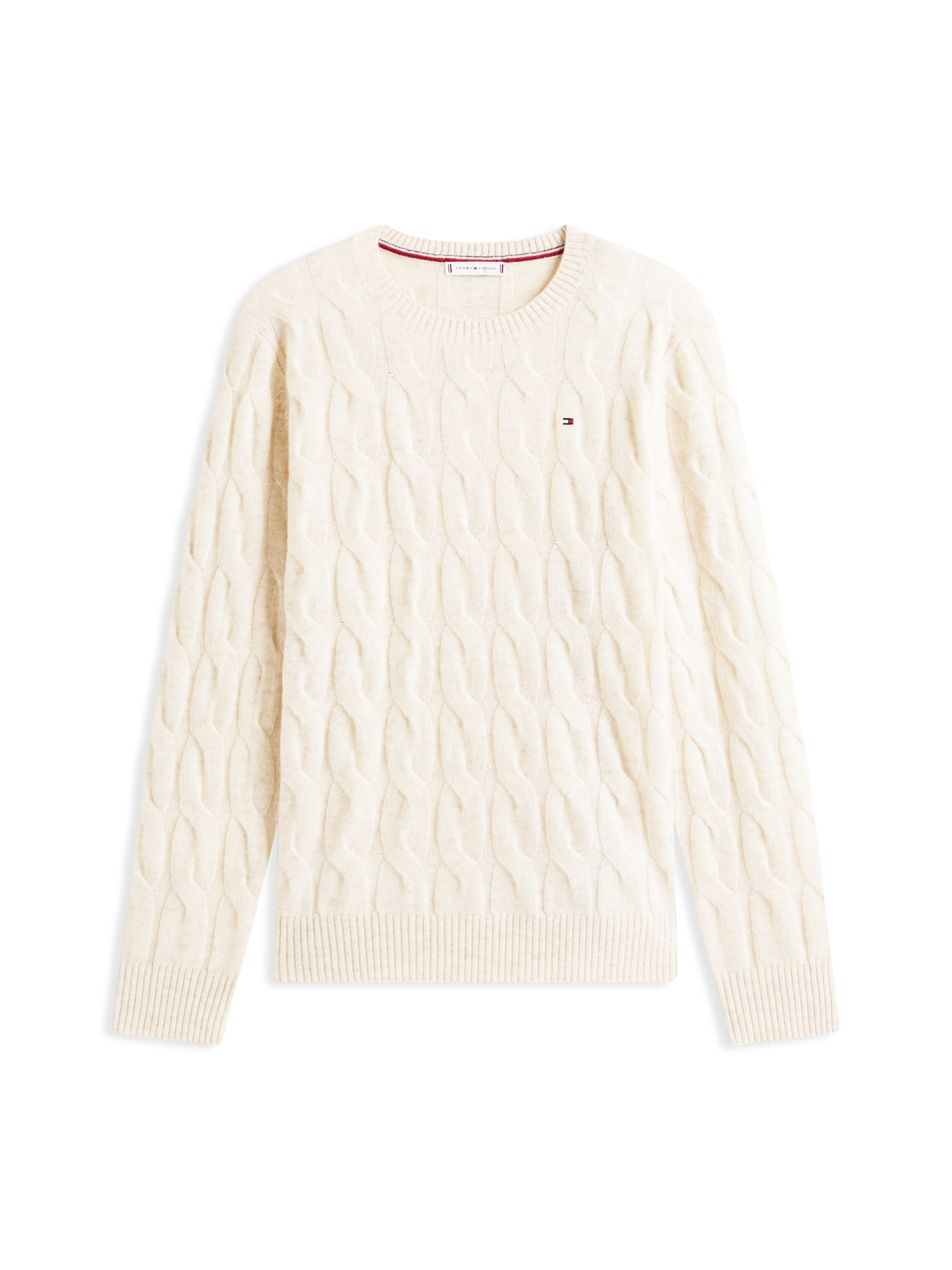 Tommy Hilfiger Curve Strickpullover »CRV SOFT WOOL CABLE C-NK LS SWT«, in großen Größen, mit Zopfmuster, aus reiner Wolle
