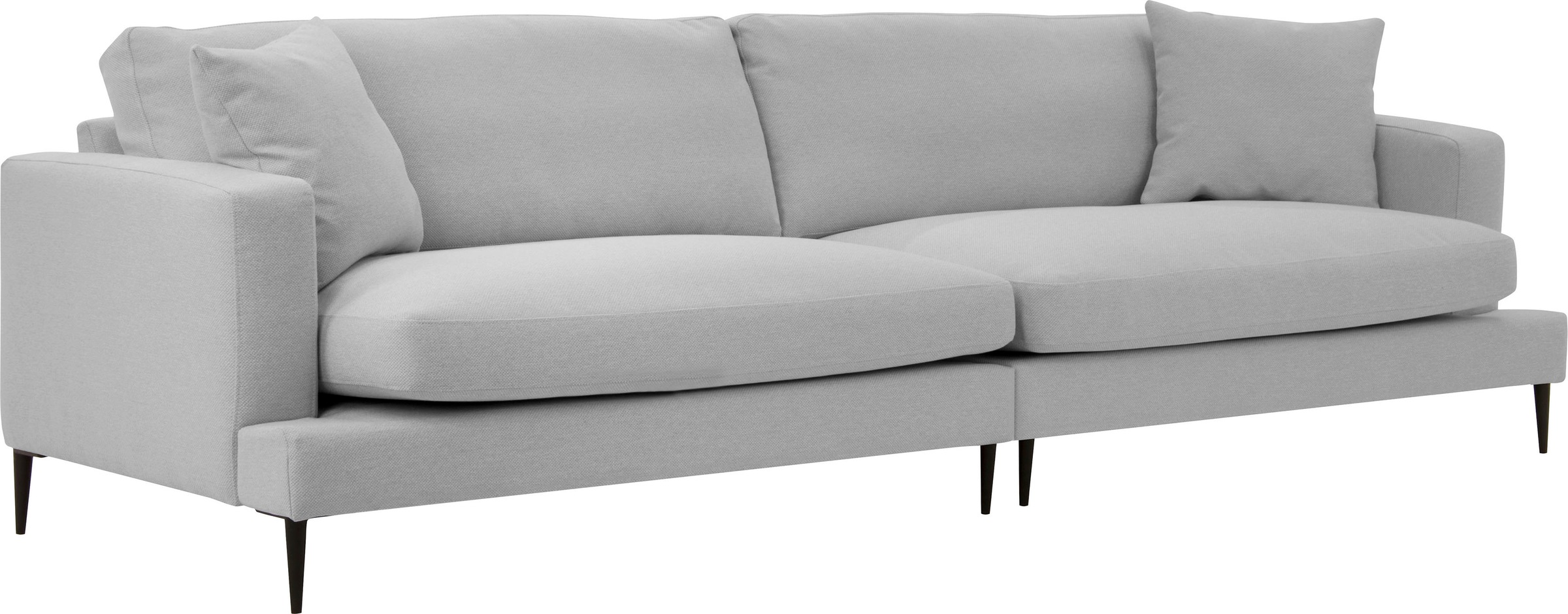 Leonique Big-Sofa »Cozy elegantes Designsofa, Maße B/T/H: 252/97/80 cm«, mit losen Kissen und Metallbeinen