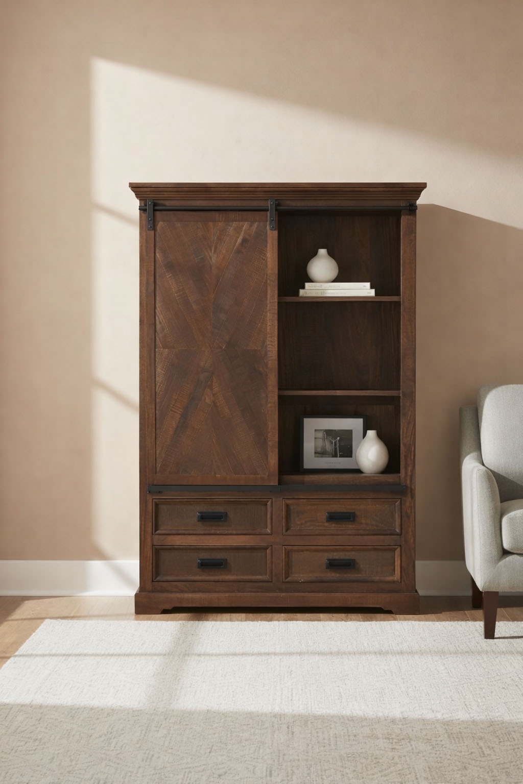 OTTO home Vitrine »Don Barn« mit 1 Schiebetür, handgefertigt, Unika-Möbel, Breite 110 cm