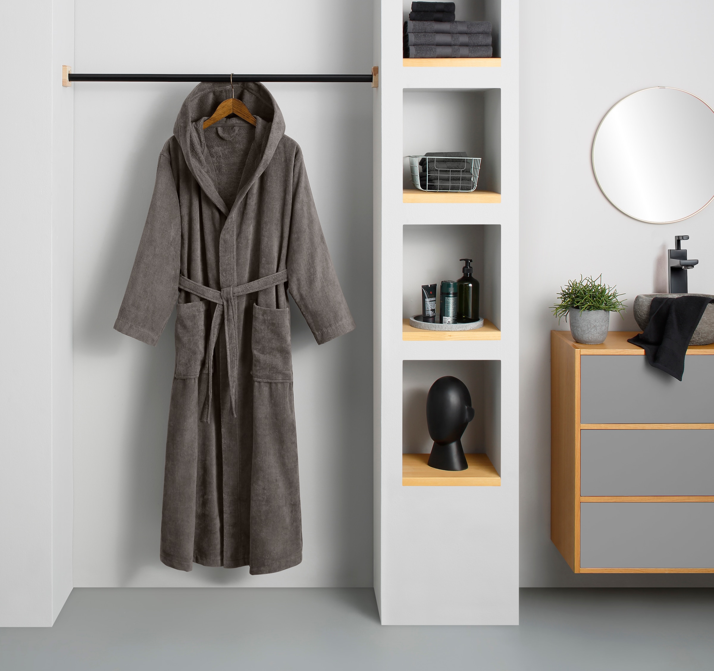 OTTO home Unisex-Bademantel »Regona, Hotelbademantel, Morgenmantel, Standardlänge & Überlänge« 1 Stk. Damen & Herren, mit Taschen, flauschig, weich, Velours, Sauna & Spa