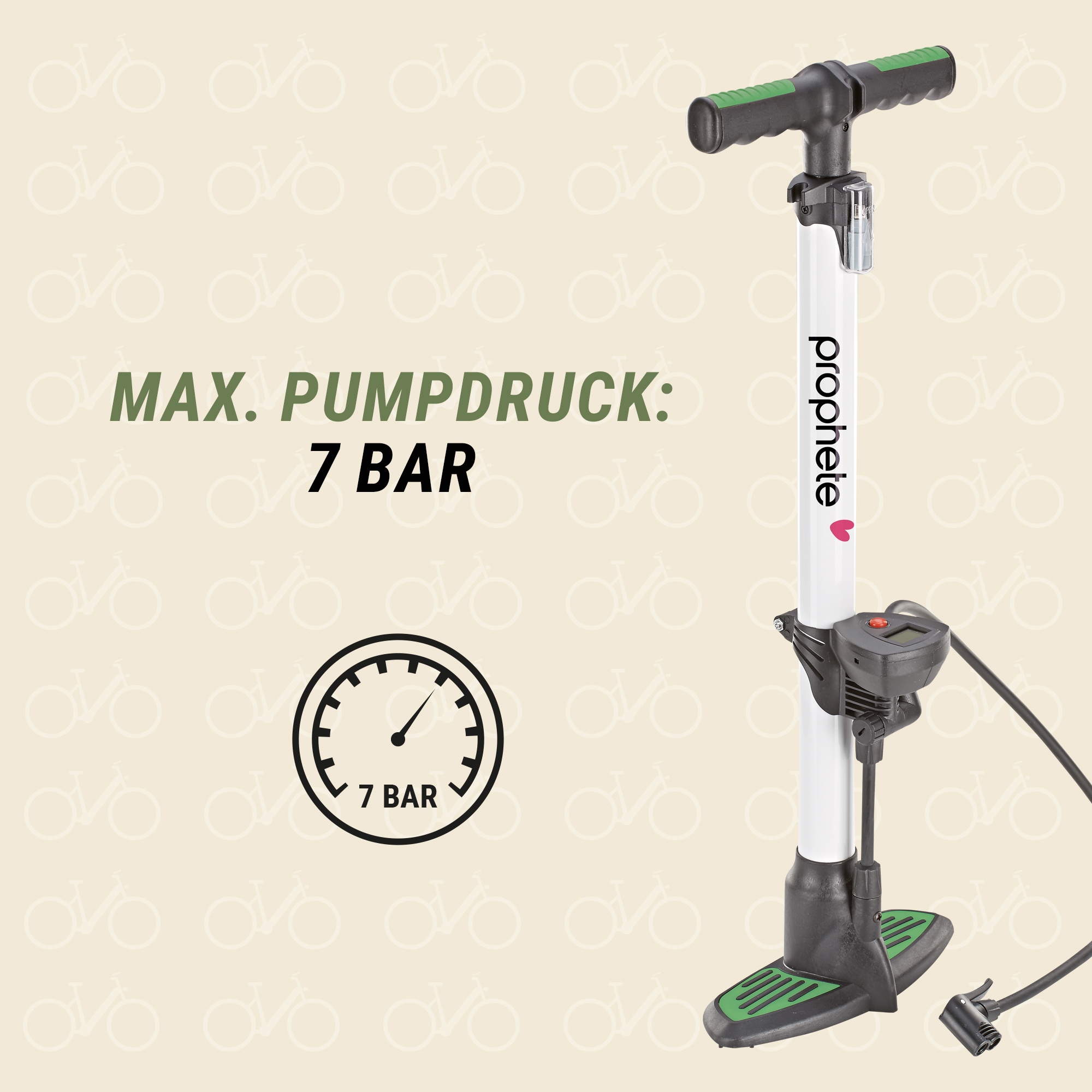 Prophete Standpumpe »Alu-Fußstandpumpe m. digitalem Manometer«