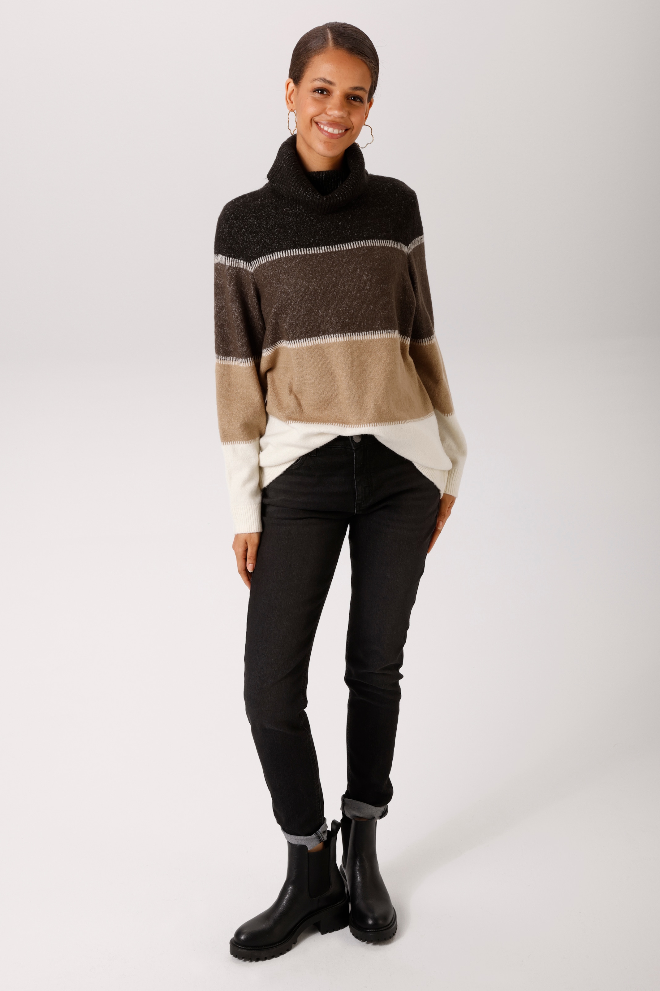 Aniston CASUAL Strickpullover im melangefarbenen Color-Blocking - NEUE KOLLEKTION