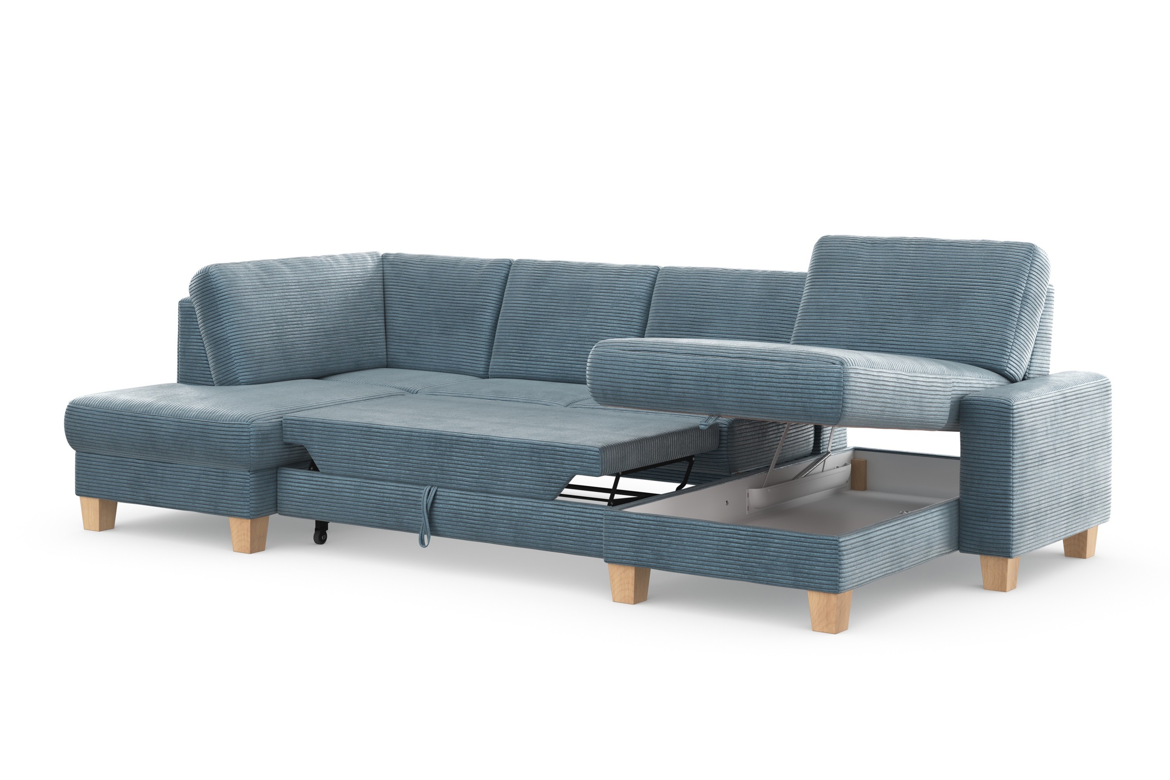 Home affaire Wohnlandschaft »Summer U-Form«, mit oder ohne Bettfunktion und Bettkasten, Cord-Bezug