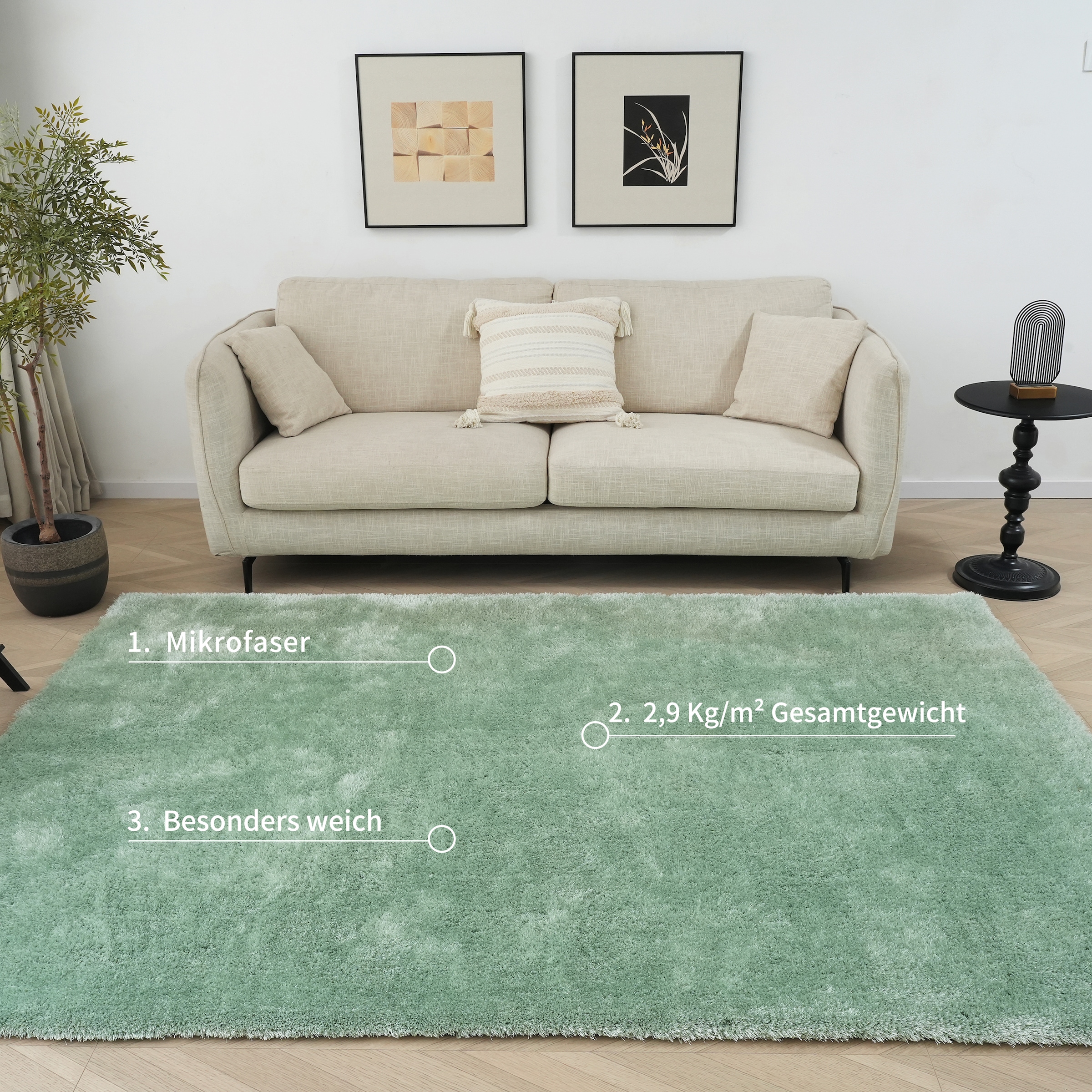 Bruno Banani Teppich »Dana Teppich, besonders weich und kuschelig, Kundenliebling«, rechteckig, 30 mm Höhe, uni, Mikrofaser Teppiche, Wohnzimmer, Schlafzimmer, Esszimmer