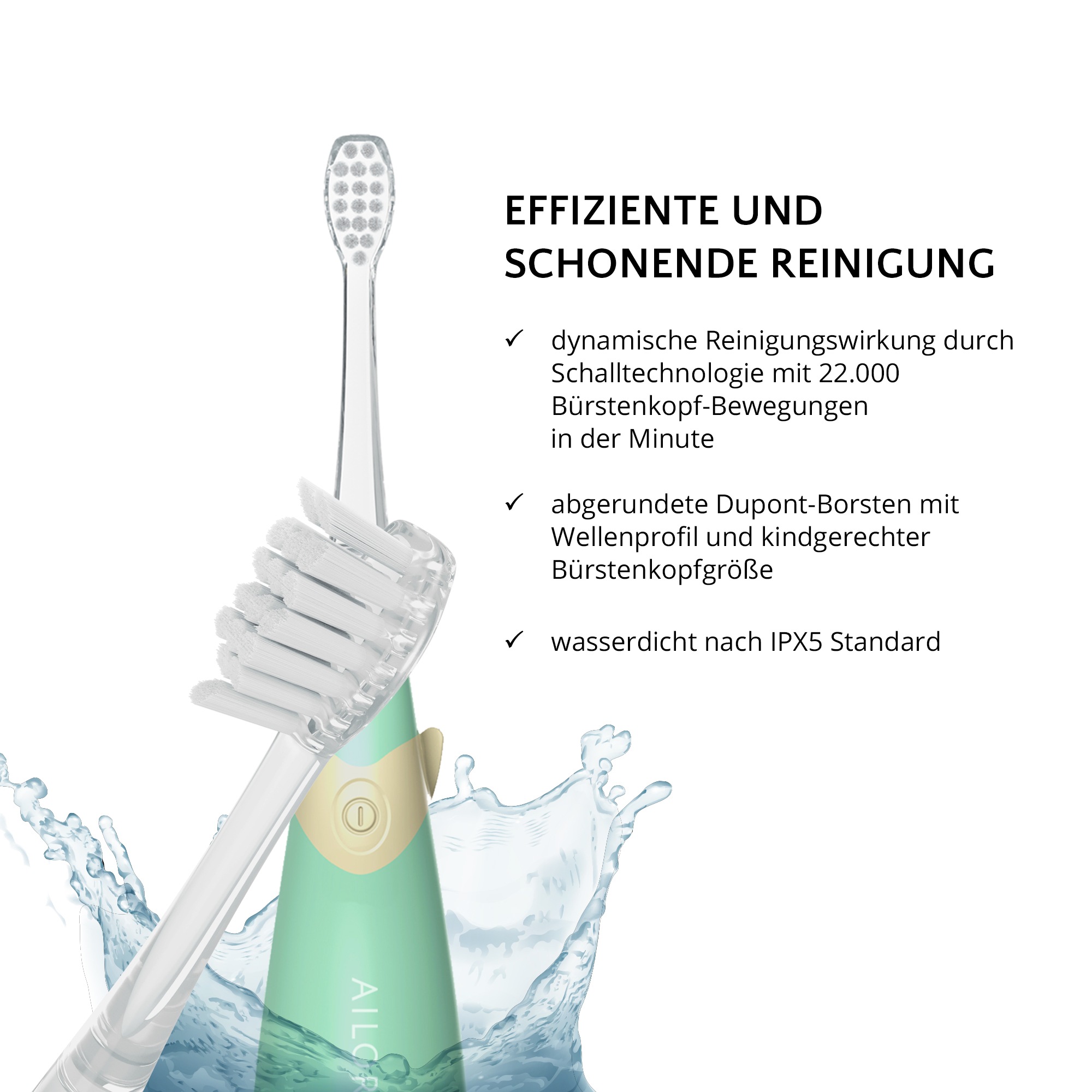 AILORIA Elektrische Kinderzahnbürste »Kinder-Schallzahnbürste BUBBLE BRUSH«