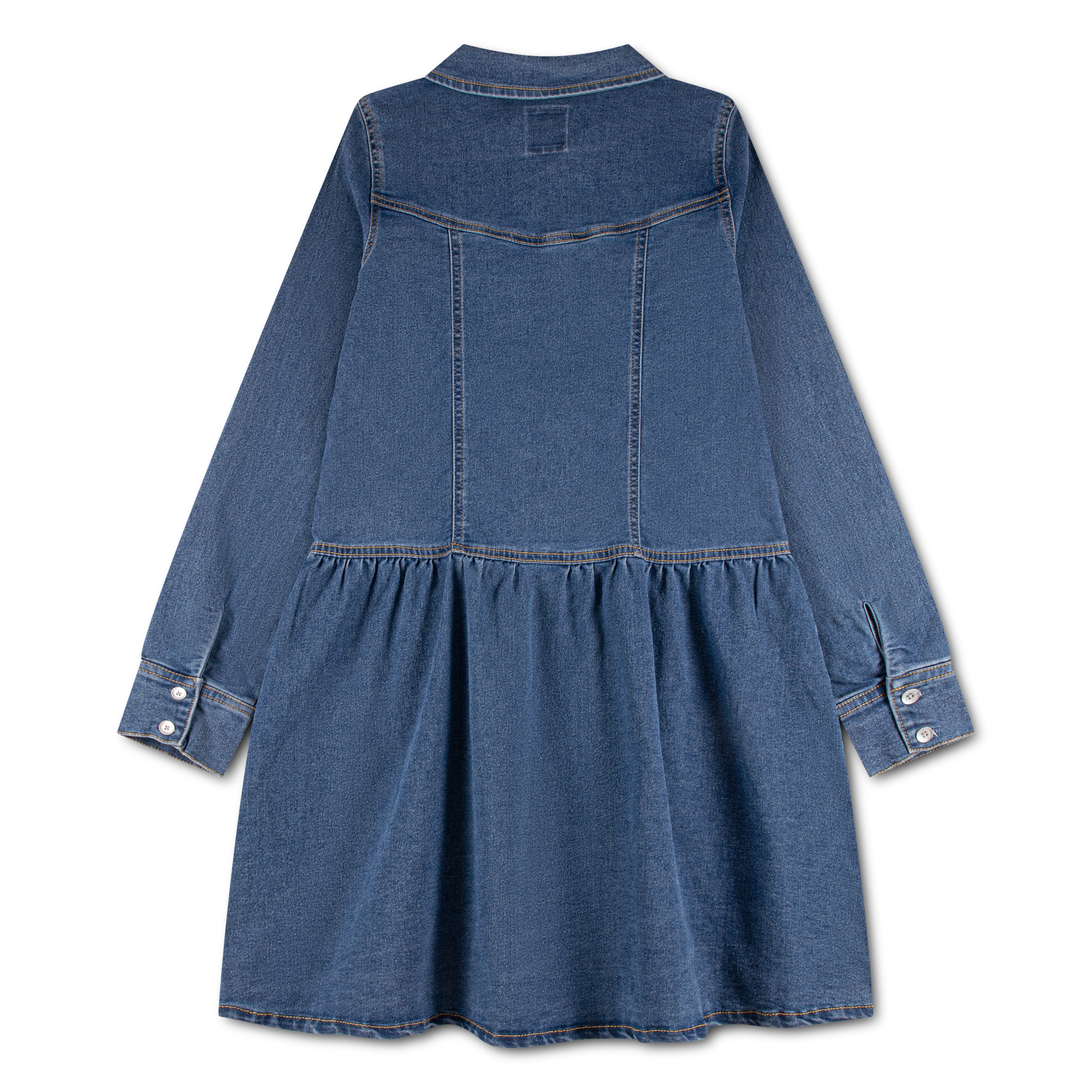 Levi's® Kids Jeanskleid »LVG LONG SLEEVE DROP WAIST DRE« Brusttaschen Durchgehender Knopfverschluss