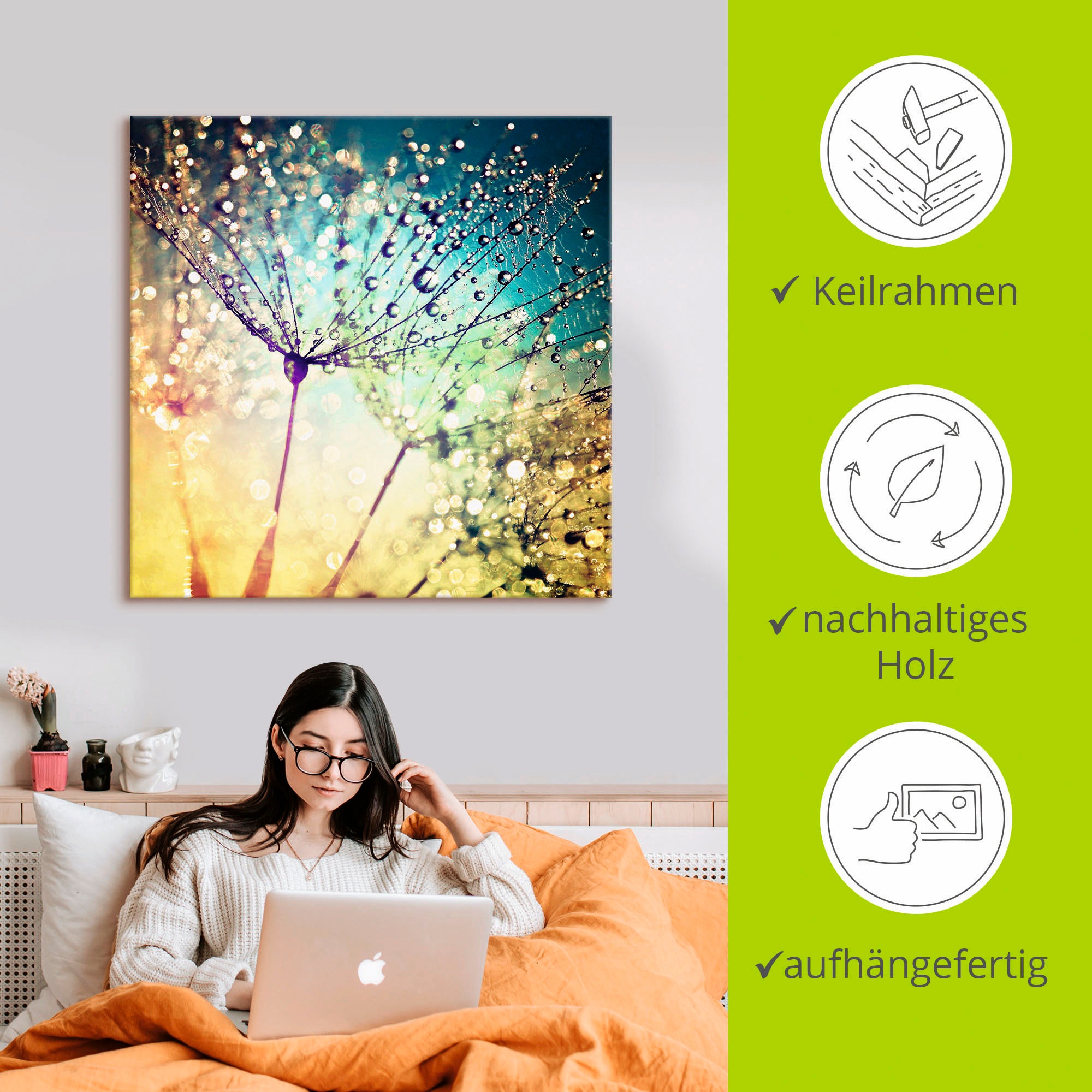 Artland Wandbild »Pusteblume Zaubertropfen« Blumen 1 Stk. tlg. als Alubild, Leinwandbild, Poster in verschied. Größen