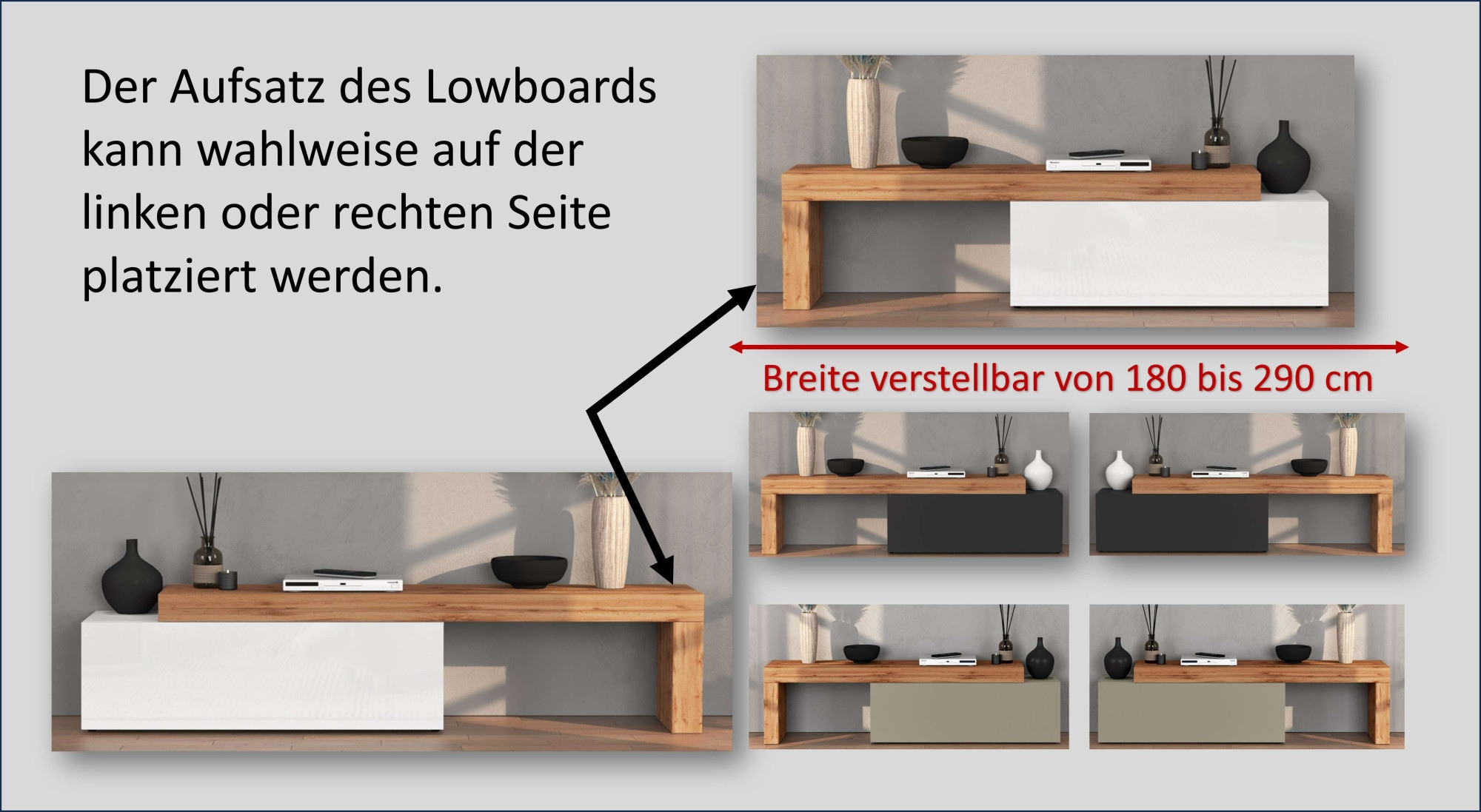 OTTO home TV-Wand »Chronos TV-Set, Wohnwand – Elemente frei platzierbar, Made in Italy« Set, 2-er set, 2 Stk. tlg.