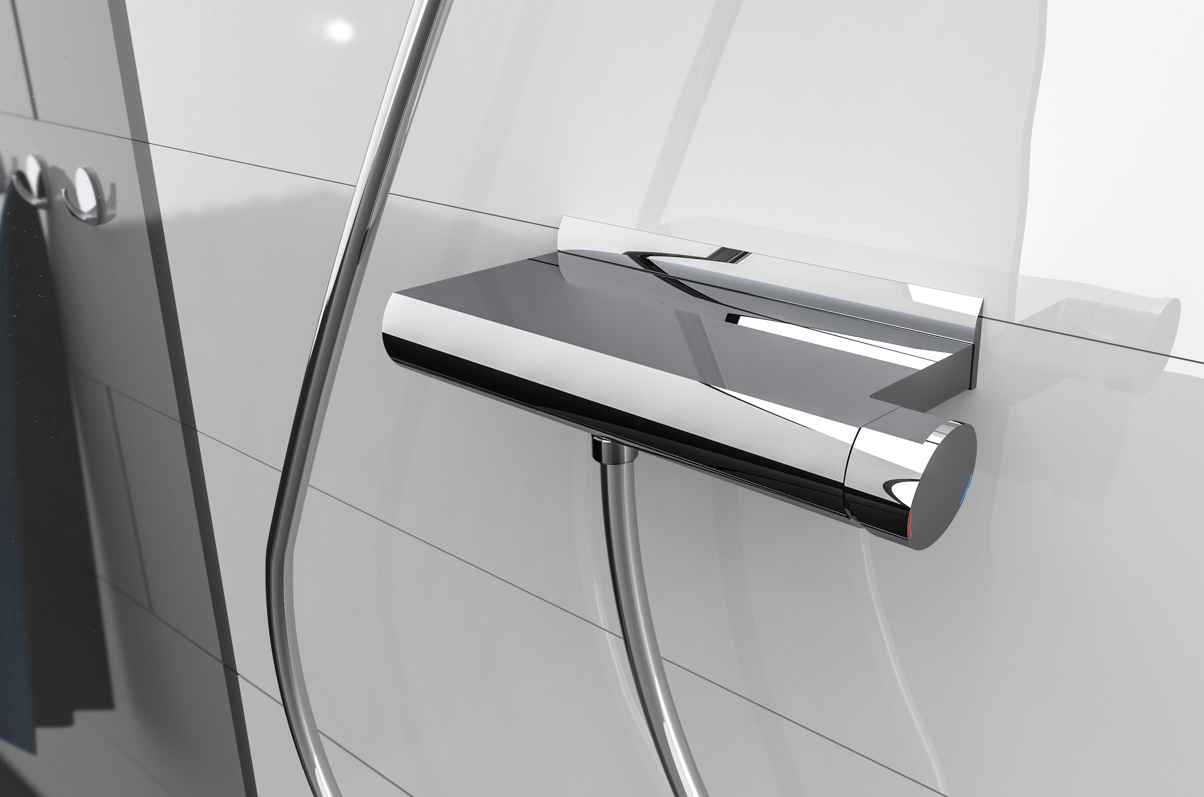 Schütte Brausethermostat »Showerstar«, Mischbatterie Dusche mit Ablage, Wasserhahn Bad in Chrom