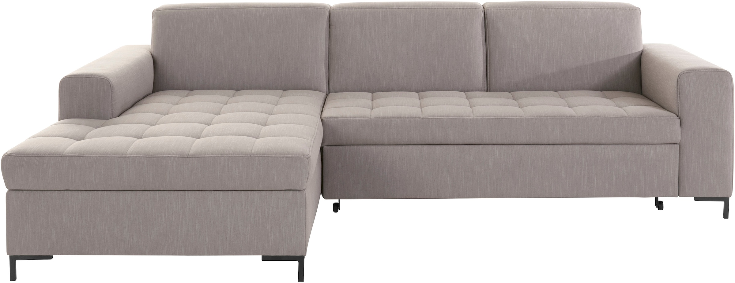 OTTO products Ecksofa »Grazzo, zeitlos & elegant, moderne Sitzheftung, Breite 266cm, L-Form«, hochwertige Stoffe aus recyceltem Material, Steppung im Sitzbereich