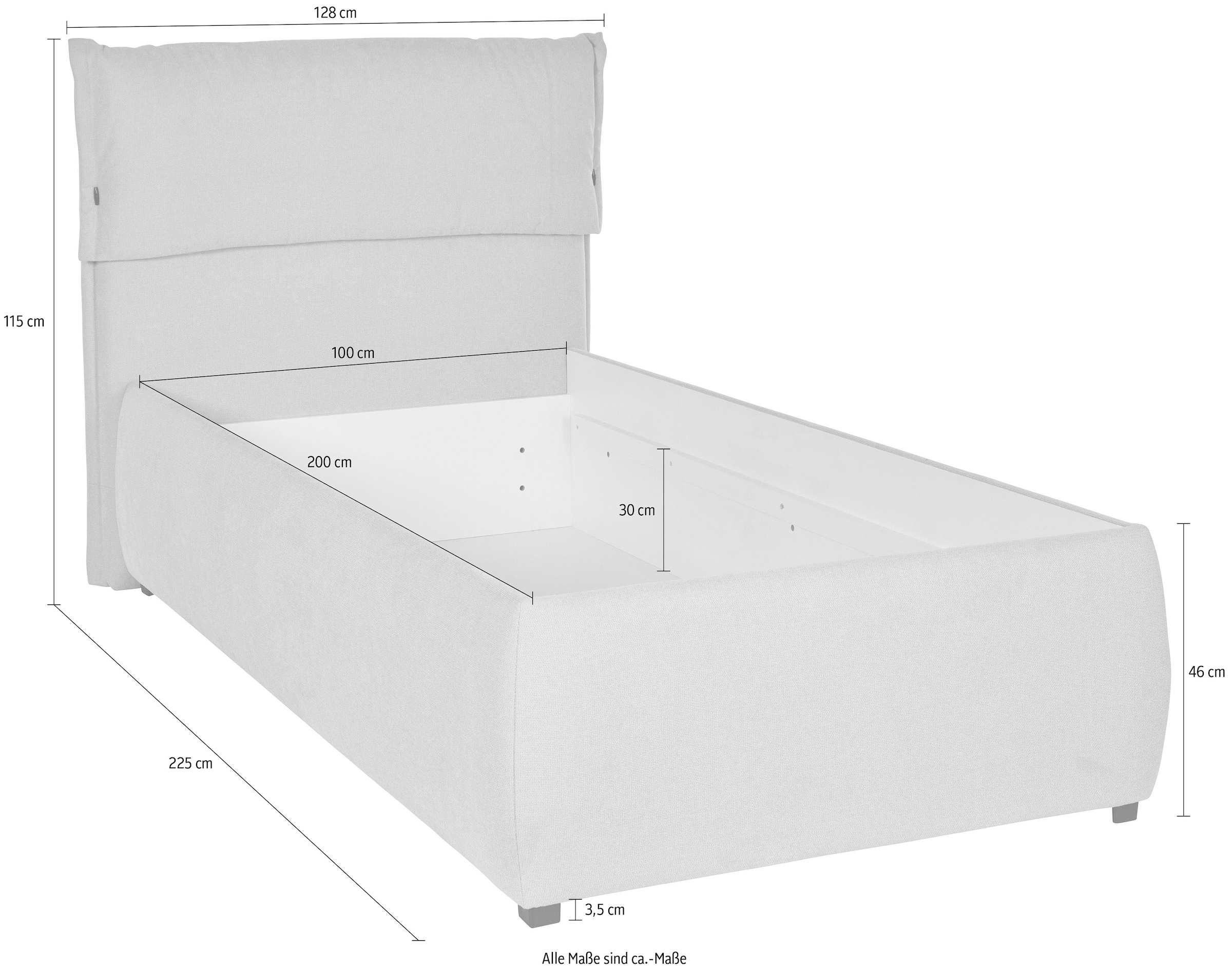 andas Polsterbett »Jenson« als Bettgestell oder mit 3 Matratzenarten und Härtegraden