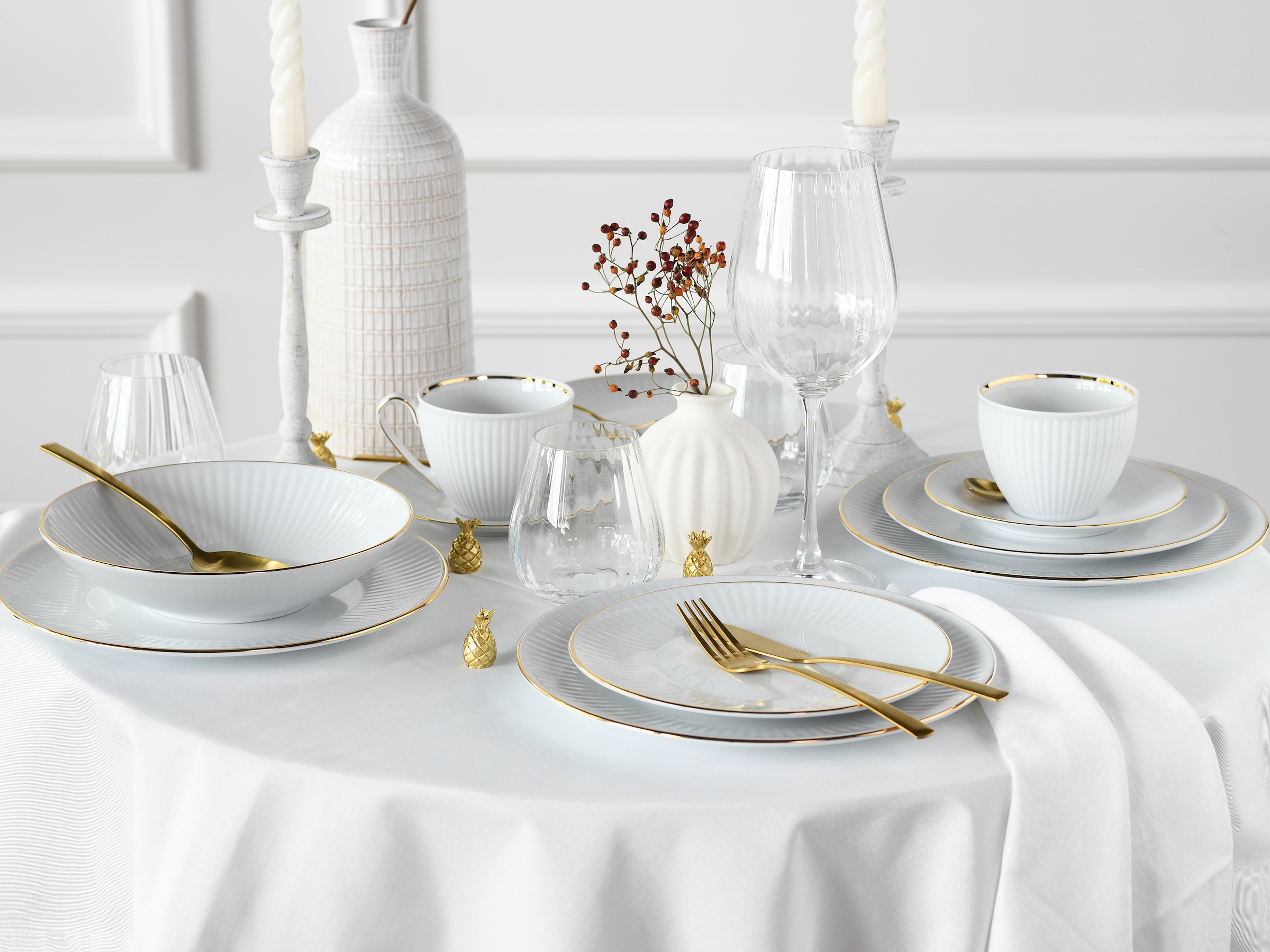 CreaTable Kombiservice »Valencia Gold, Kombi-Service 30-tlg« Elegant, Goldrand